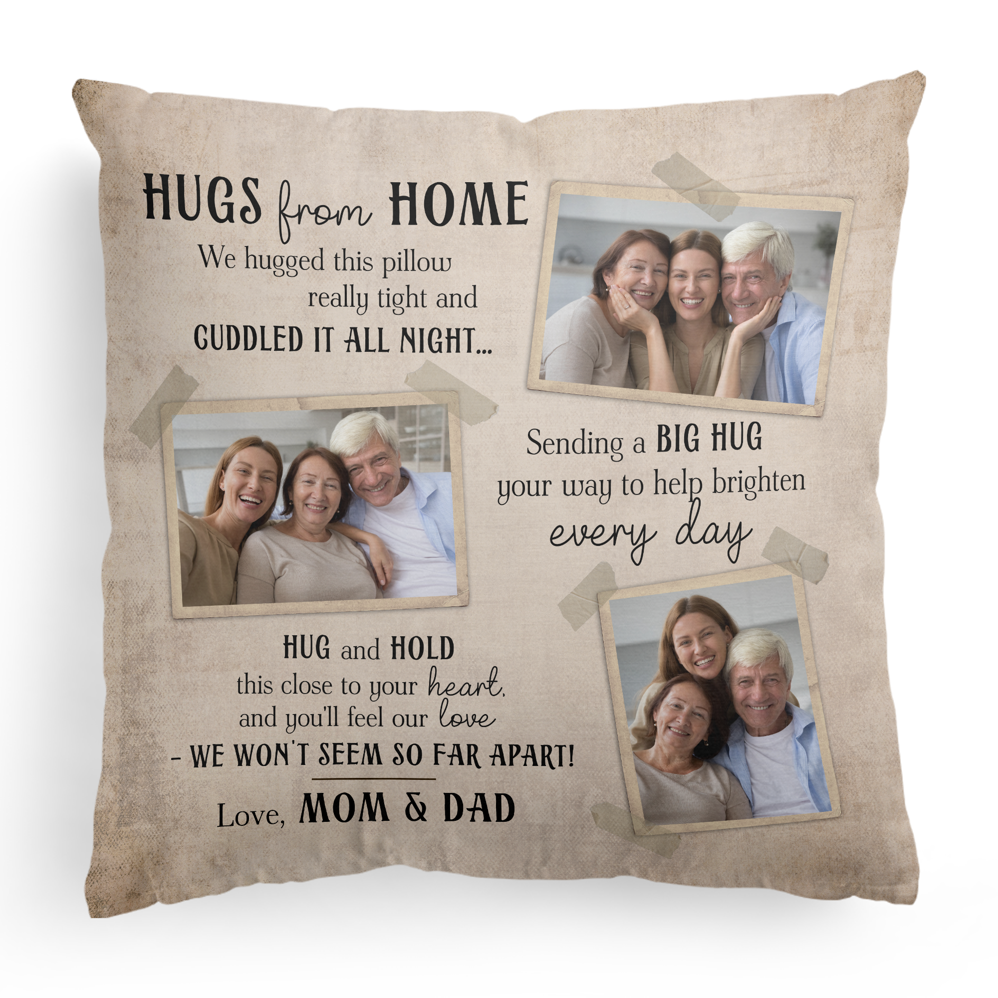 Hugs From Home - Personalized Photo Pillow (Insert Included)