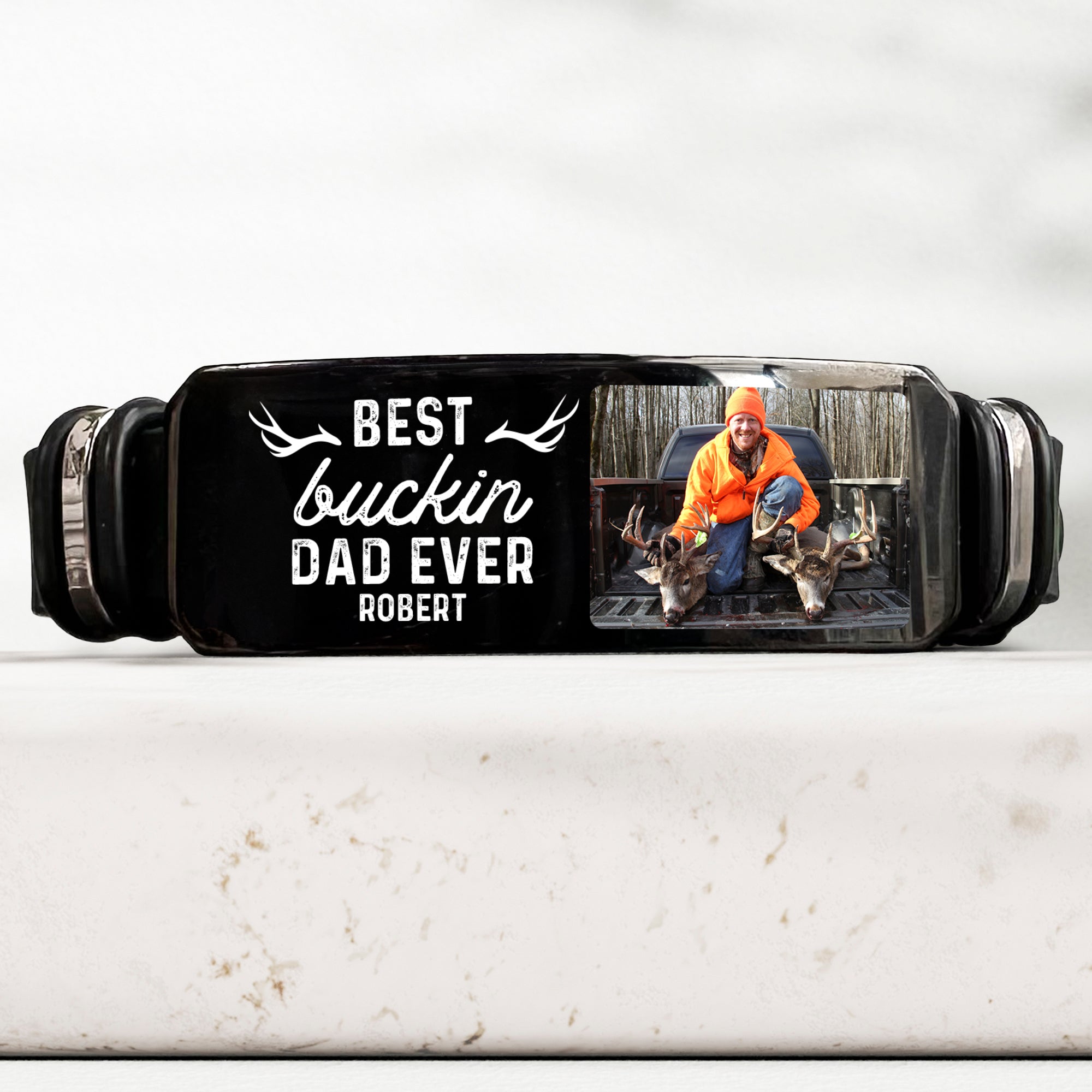 Hunting Best Buckin' Dad Ever Father's Day Gift For Men - Personalized Photo Bracelet