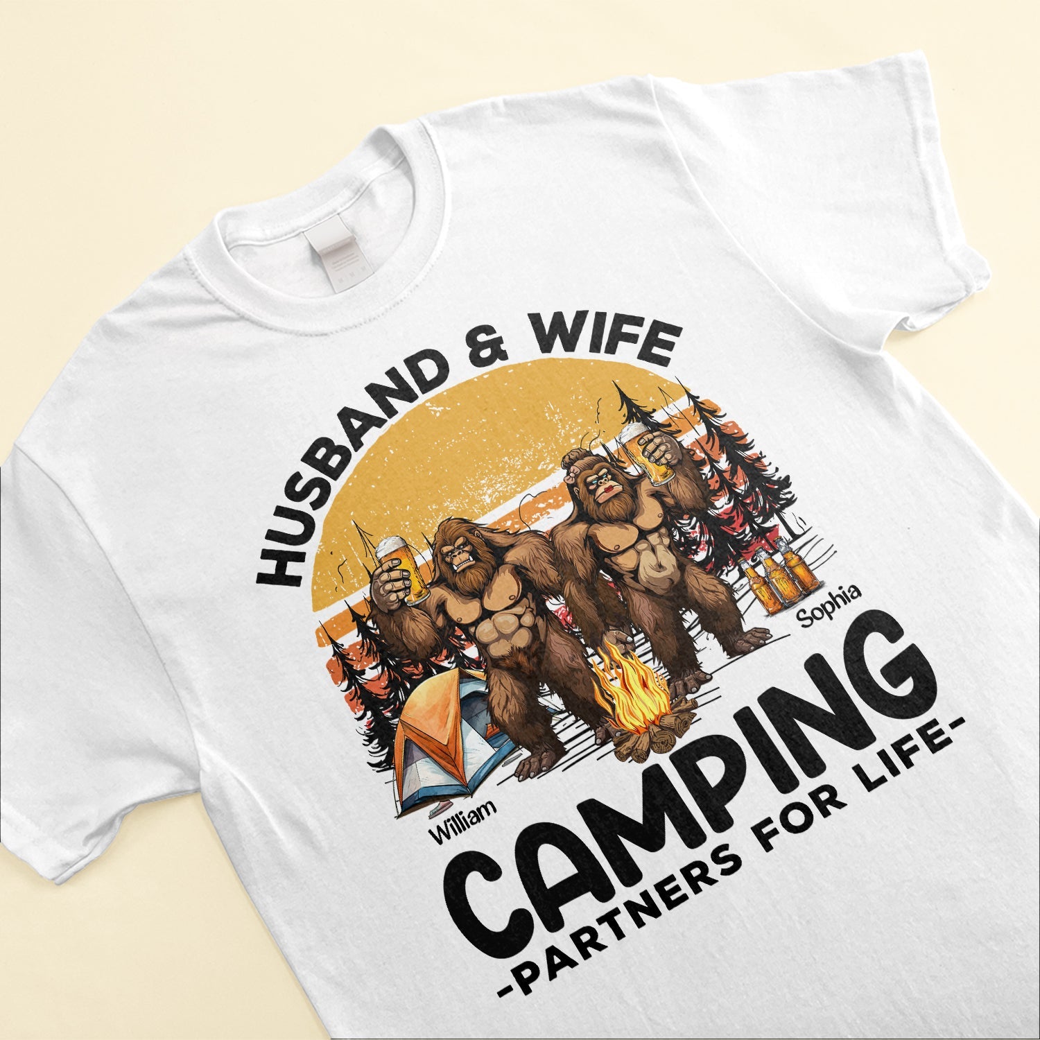 Husband And Wife Camping Partners For Life - Personalized Matching Shirts