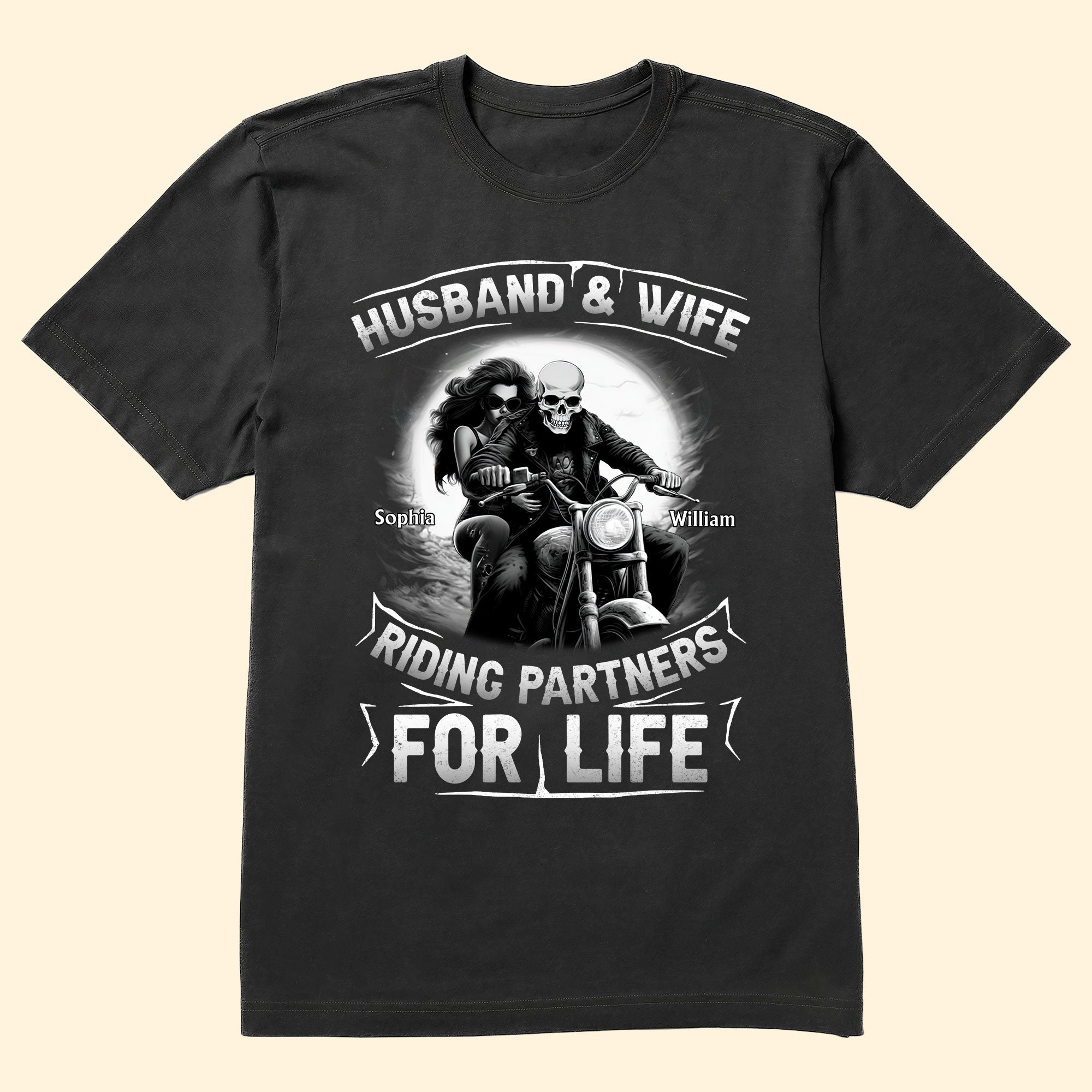 Husband And Wife Riding Partners For Life - Personalized Matching Shirts