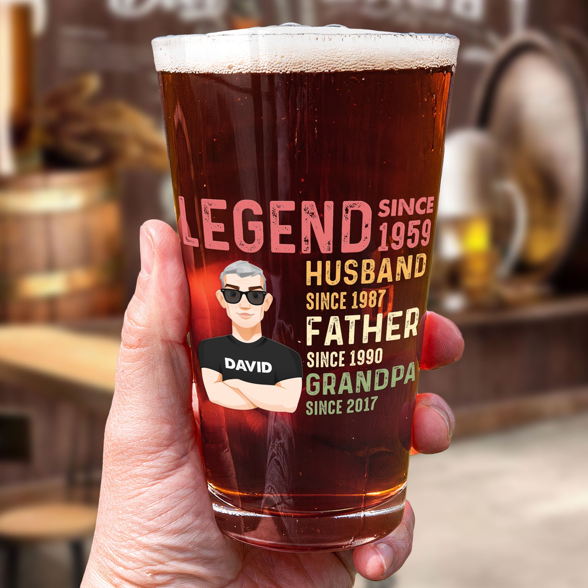 Husband Father Legend - Personalized Beer Glass