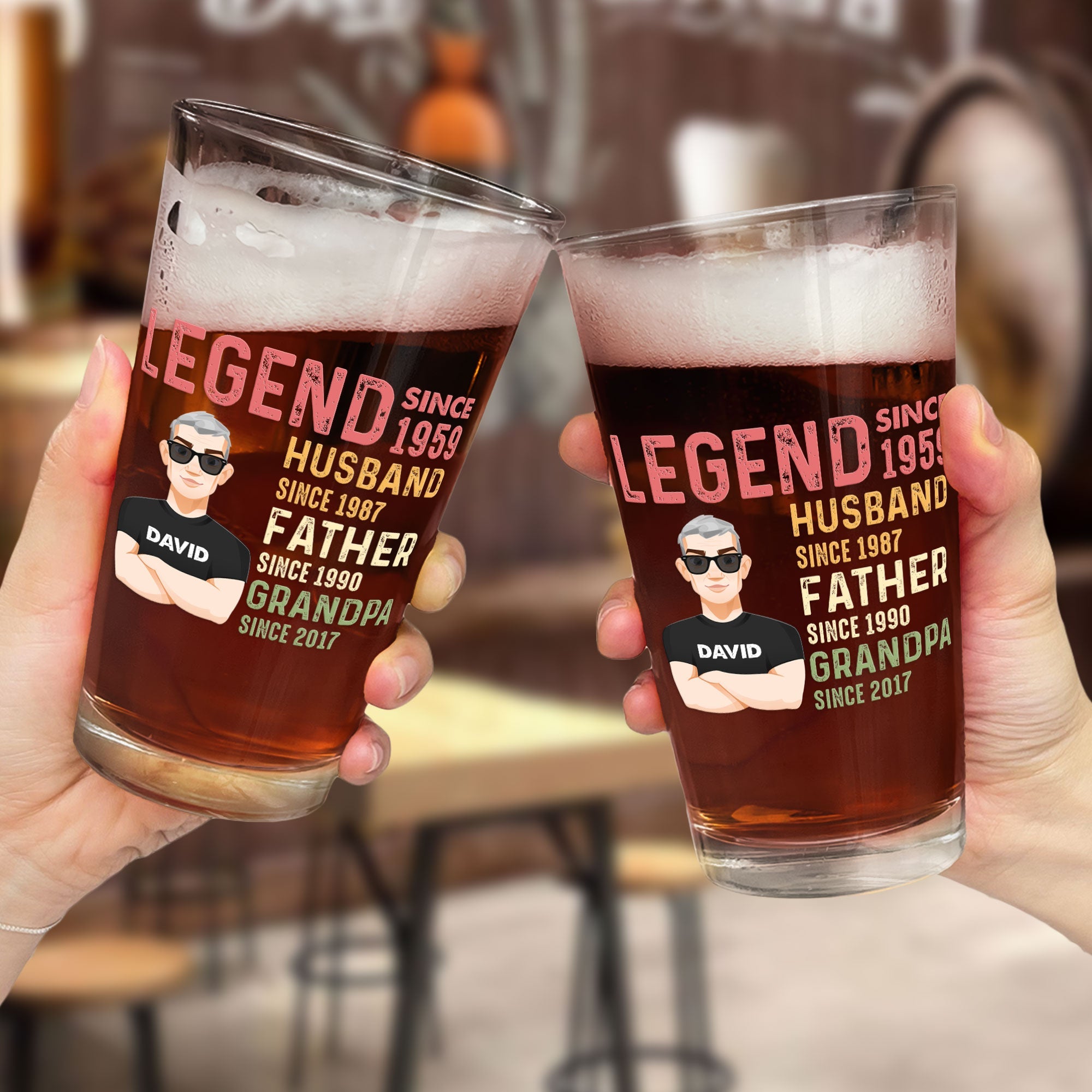 Husband Father Legend - Personalized Beer Glass