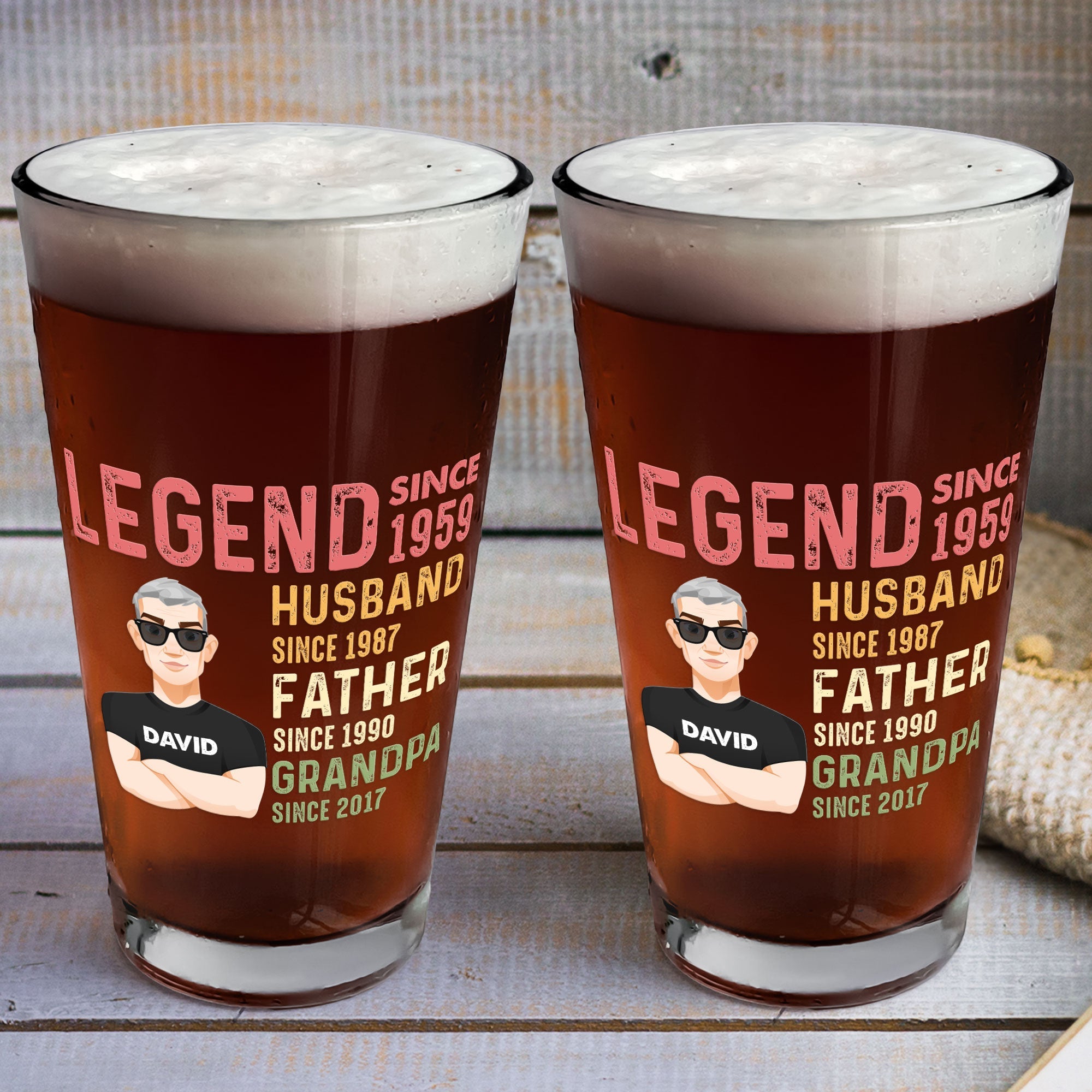 Husband Father Legend - Personalized Beer Glass