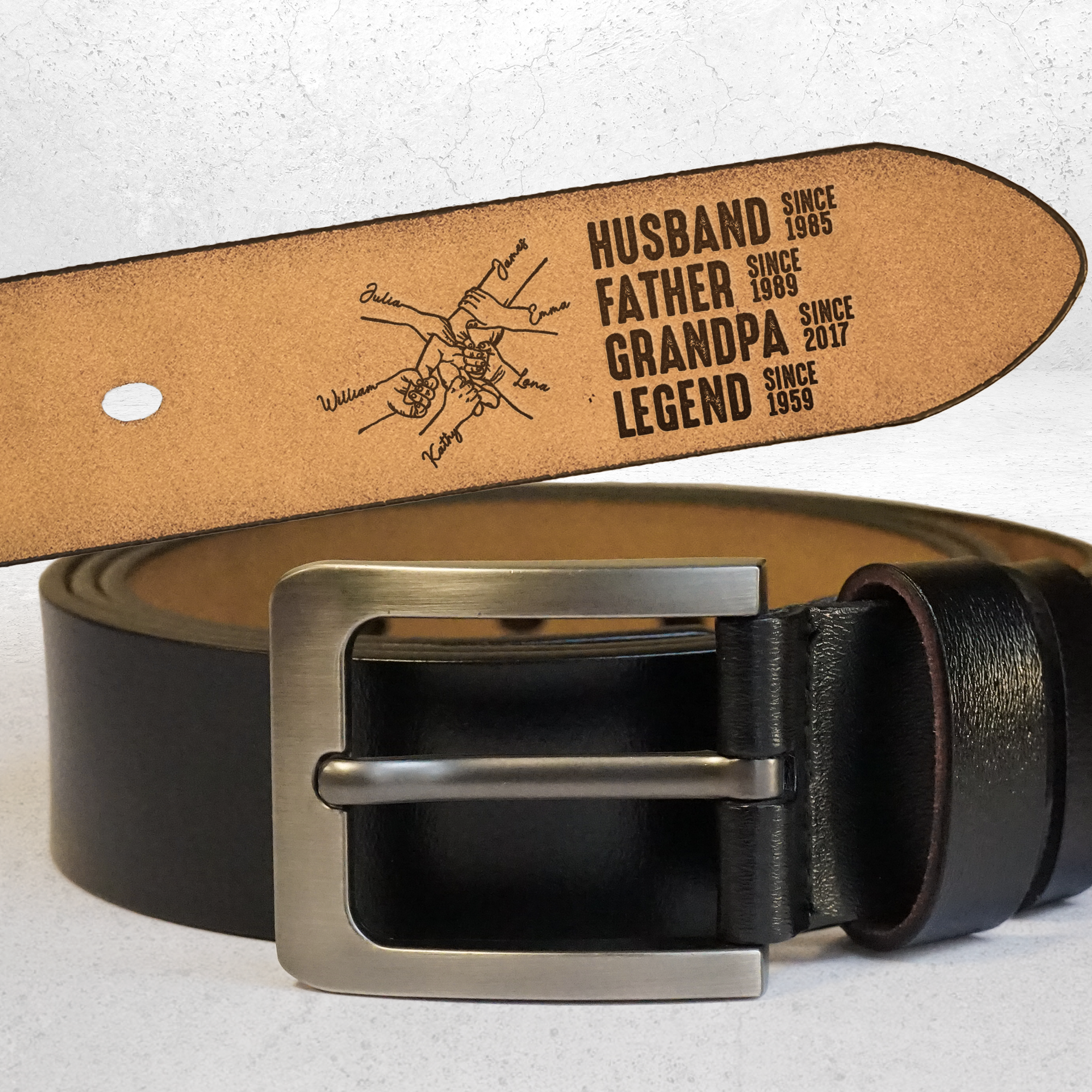 Husband Father Legend - Personalized Engraved Leather Belt