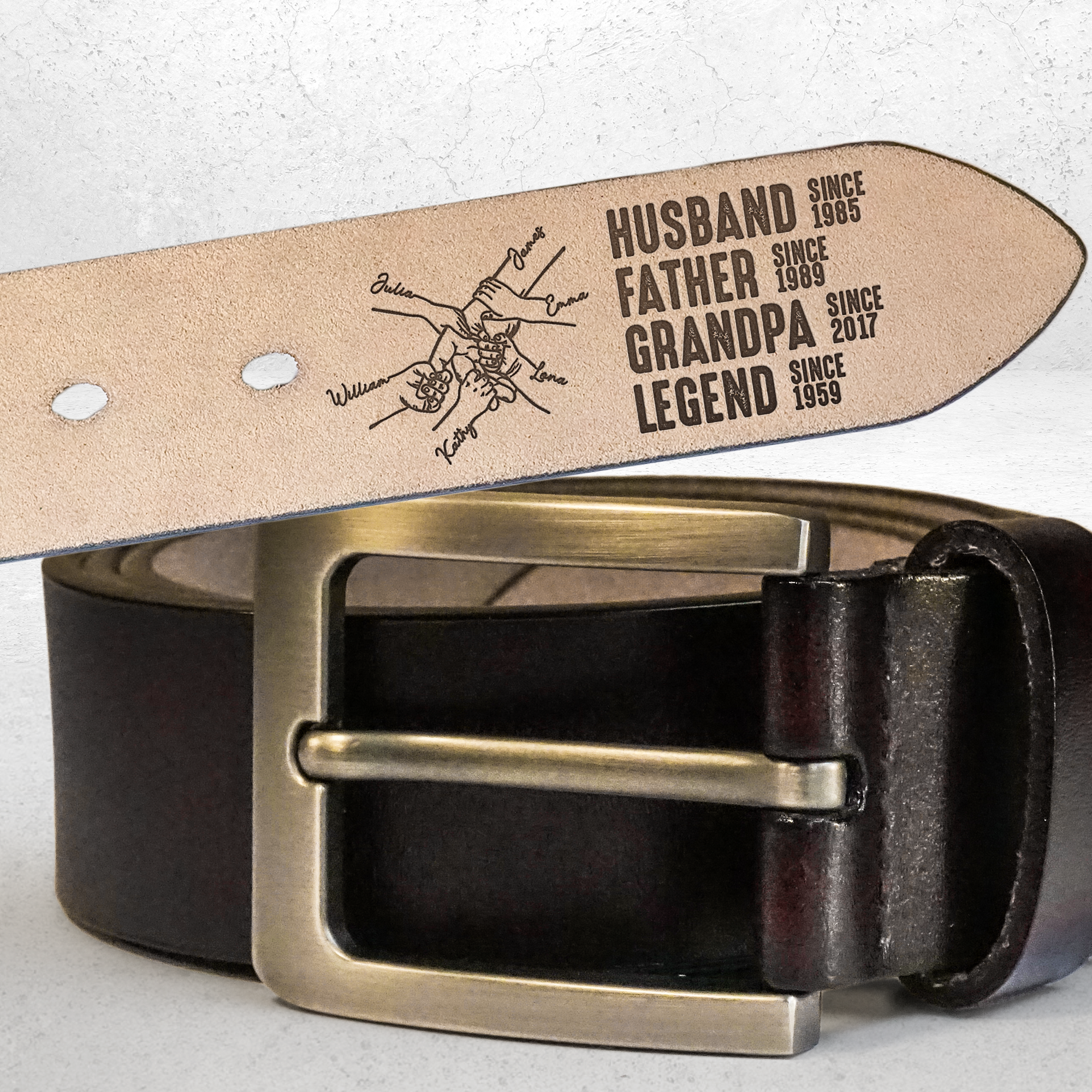 Husband Father Legend - Personalized Engraved Leather Belt