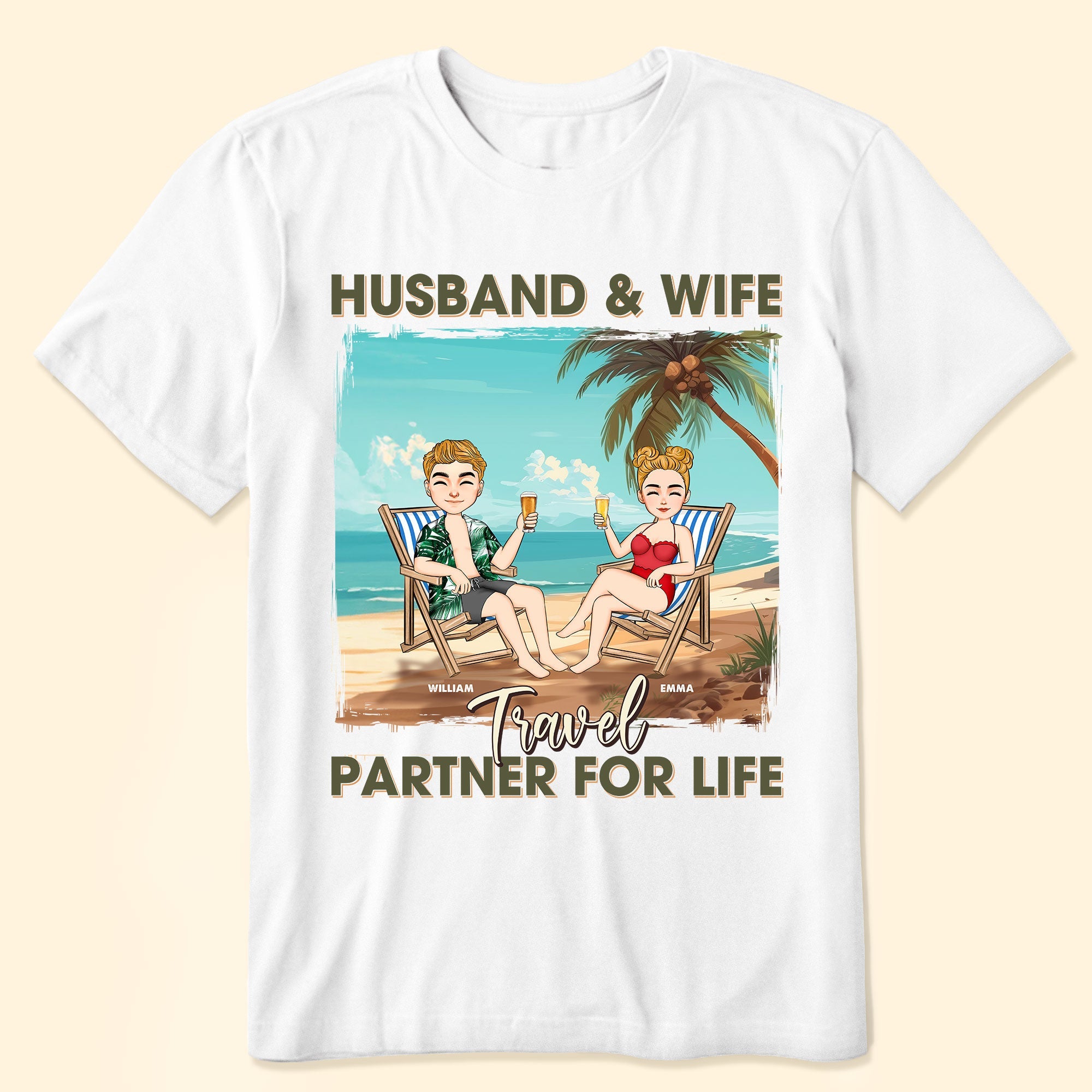 Husband & Wife Travel Partner For Life - Personalized Matching Couple Shirts