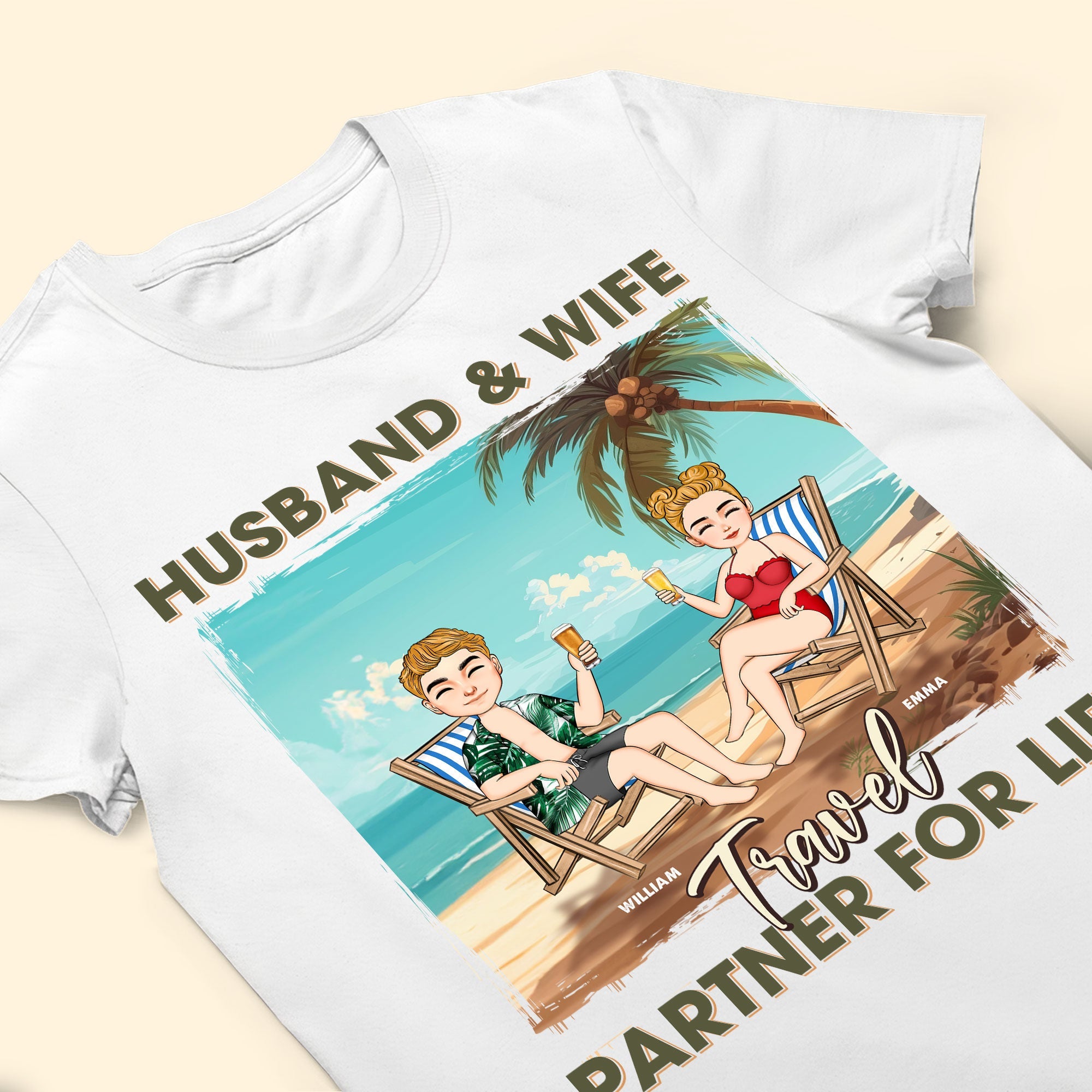 Husband & Wife Travel Partner For Life - Personalized Matching Couple Shirts