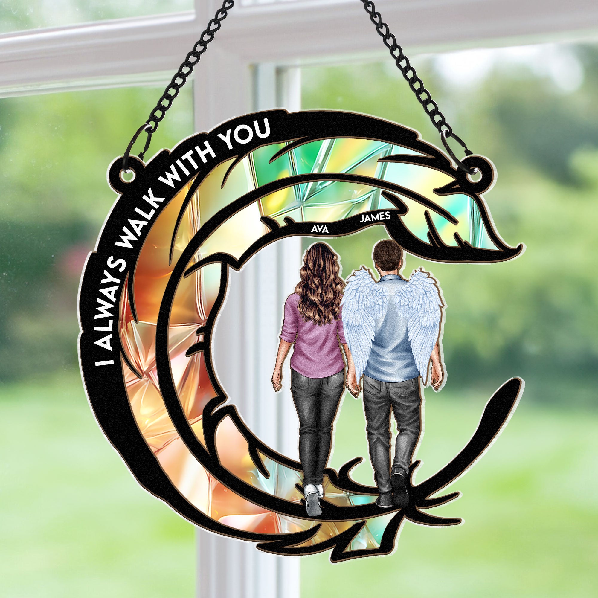 I Always Walk With You - Personalized Window Hanging Suncatcher Ornament