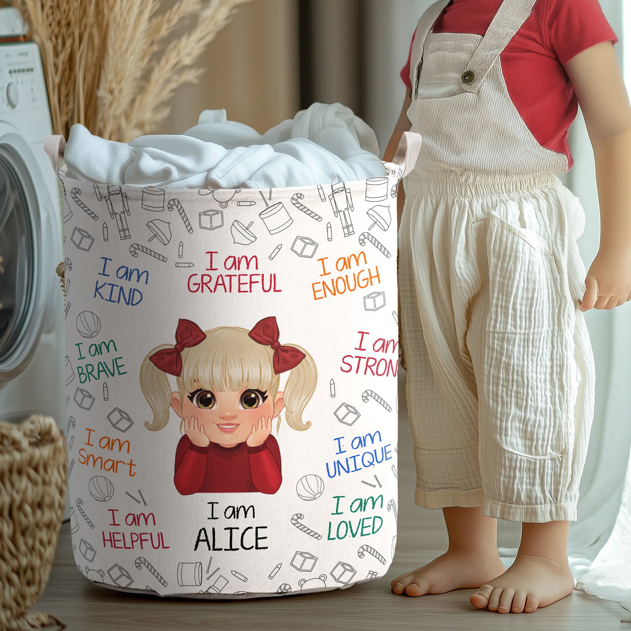 I Am Affirmation For Kid - Personalized Laundry Storage Basket