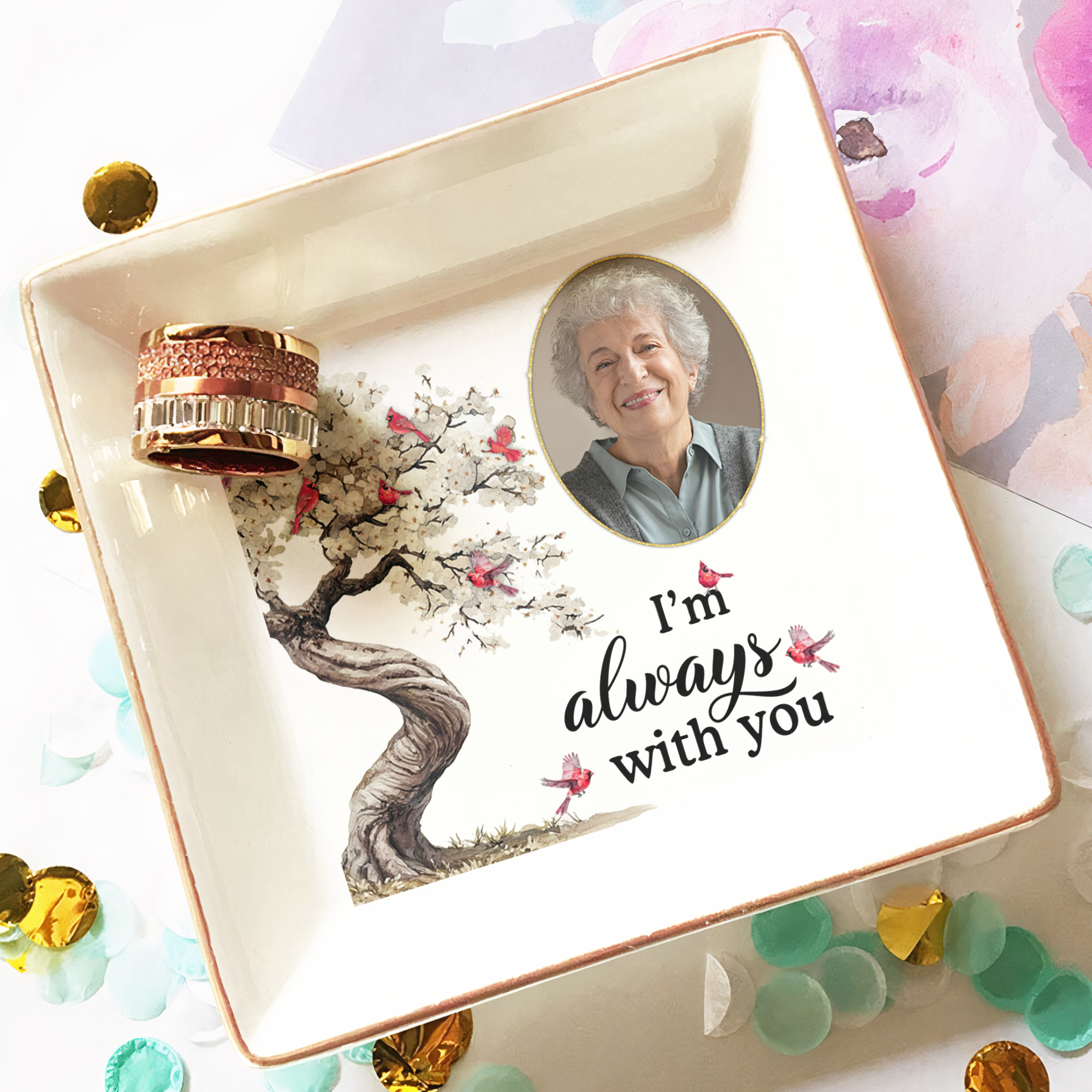 I Am Always With You Memorial Loss Of Loved Ones - Personalized Photo Jewelry Dish