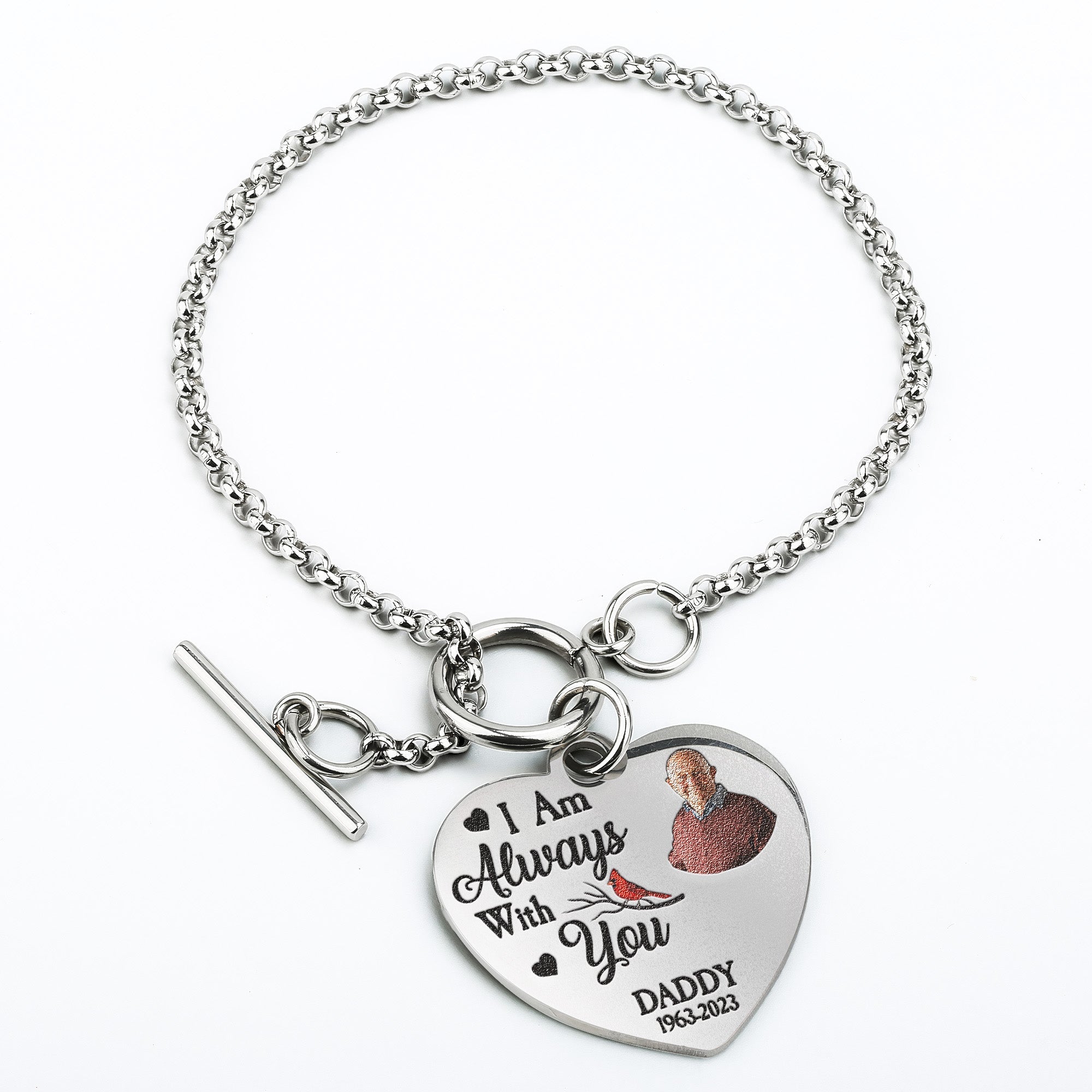  I Am Always With You - Personalized Photo Heart Bracelet