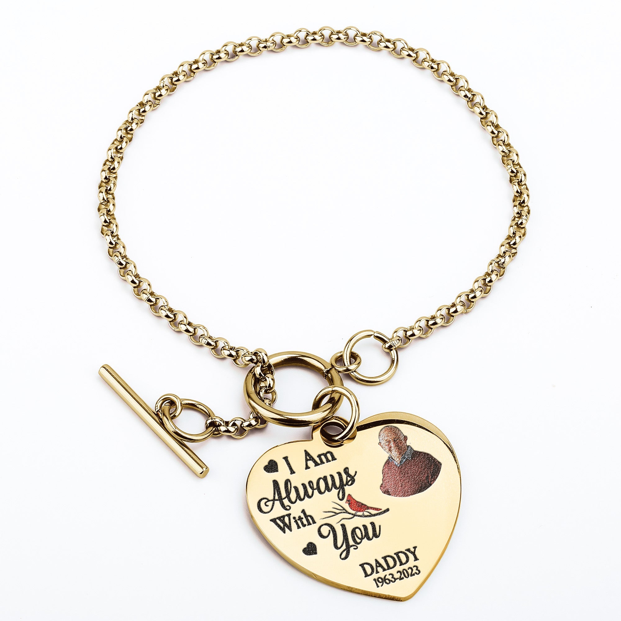  I Am Always With You - Personalized Photo Heart Bracelet