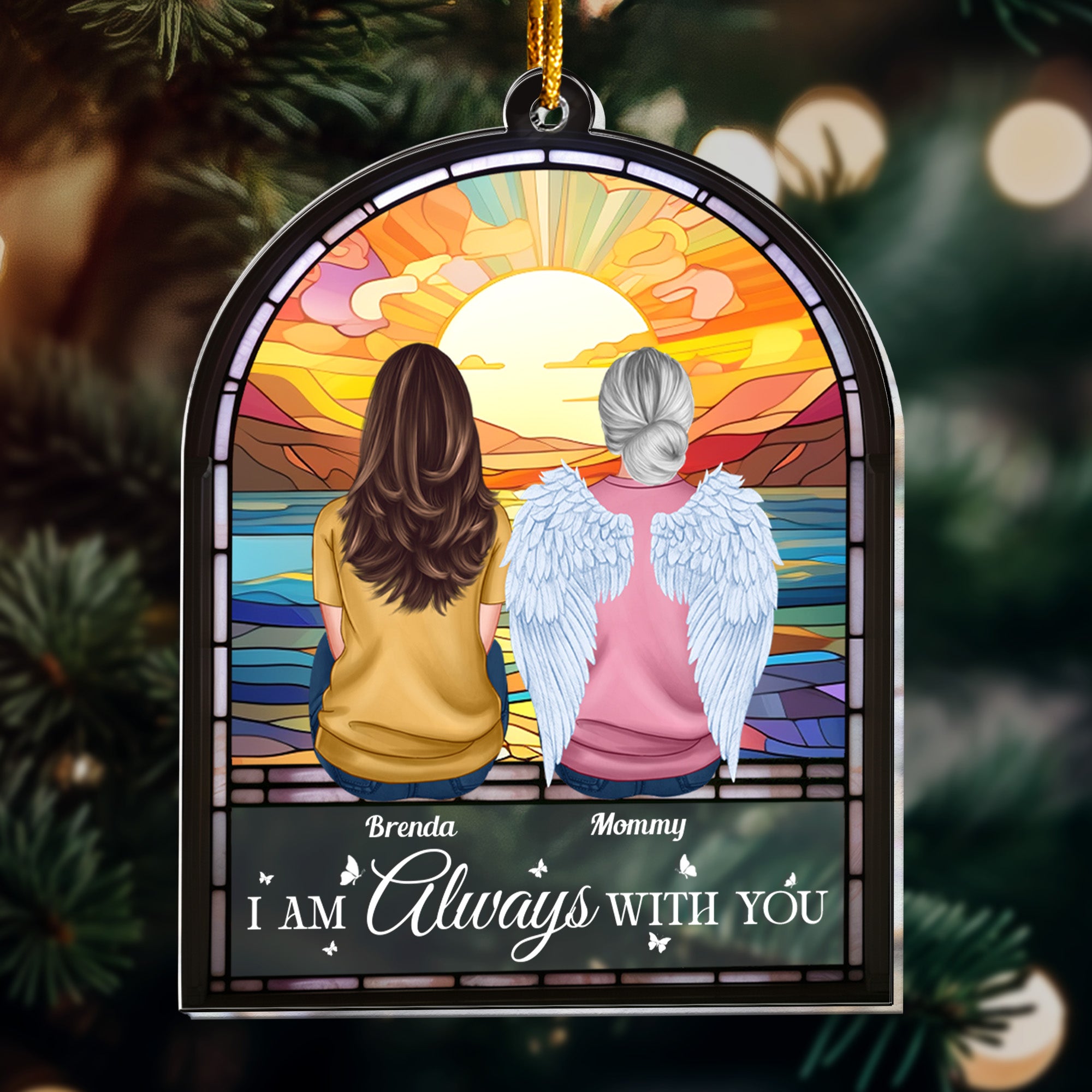 I Am Always With You Stained Glass Style - Personalized Acrylic Ornament