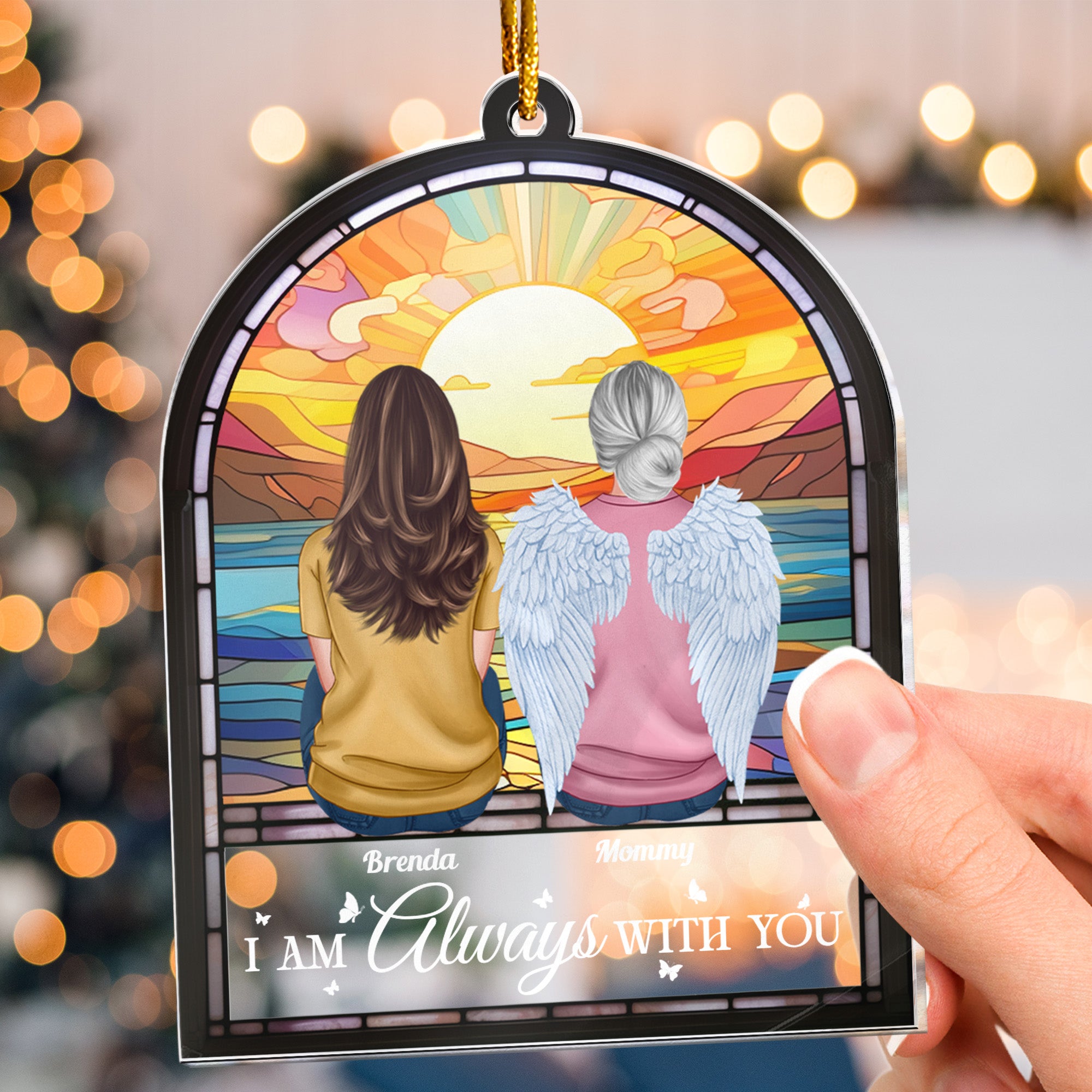 I Am Always With You Stained Glass Style - Personalized Acrylic Ornament