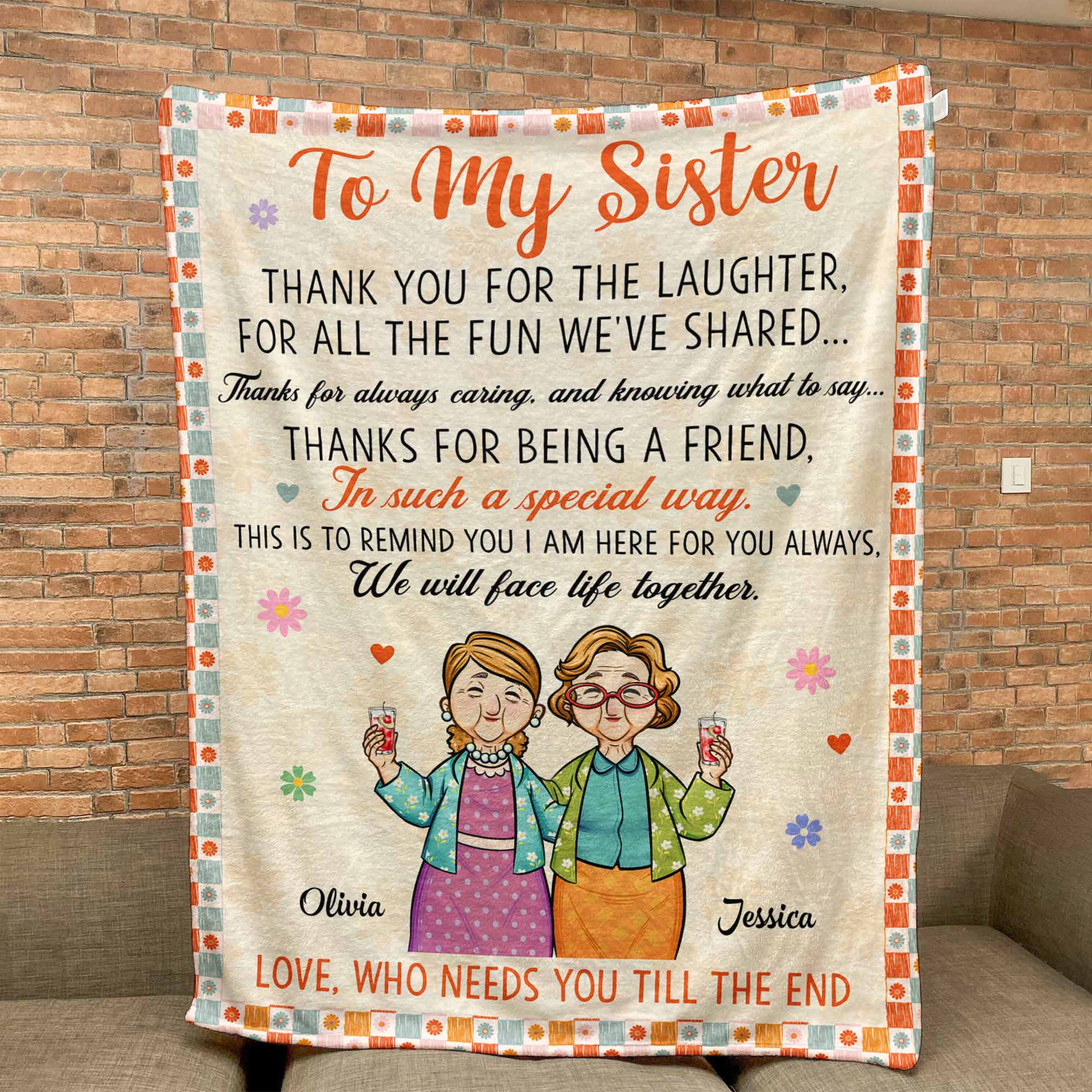 I Am Here For You Always Sister - Personalized Blanket