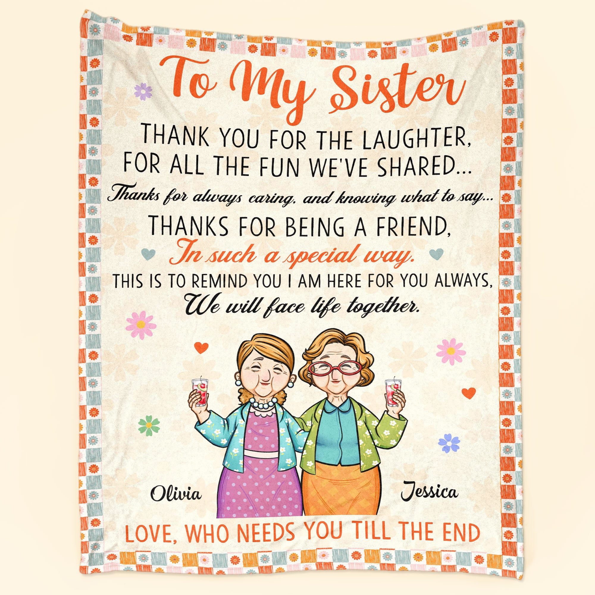 I Am Here For You Always Sister - Personalized Blanket