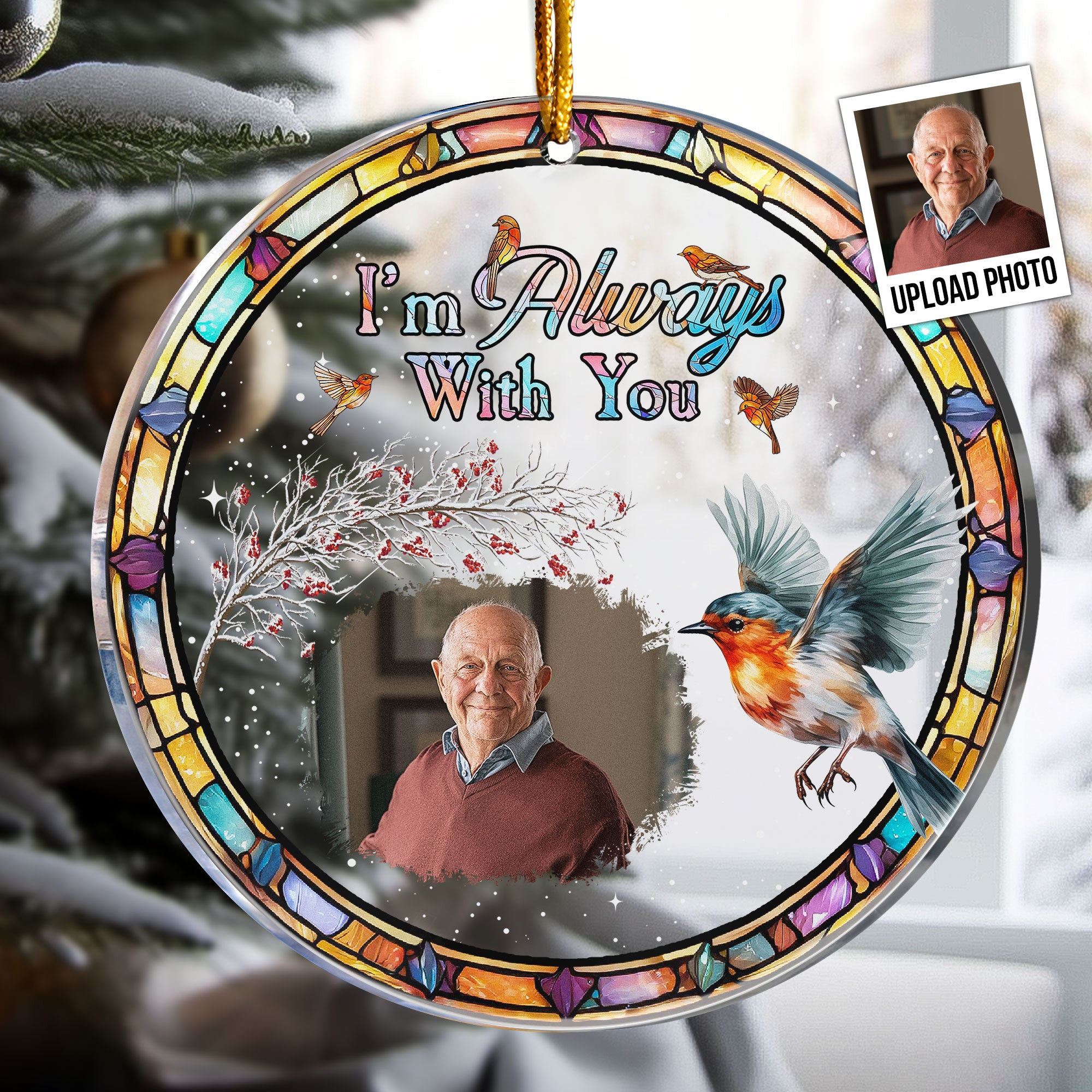 I Am Here With You Cardinal - Personalized Acrylic Photo Ornament