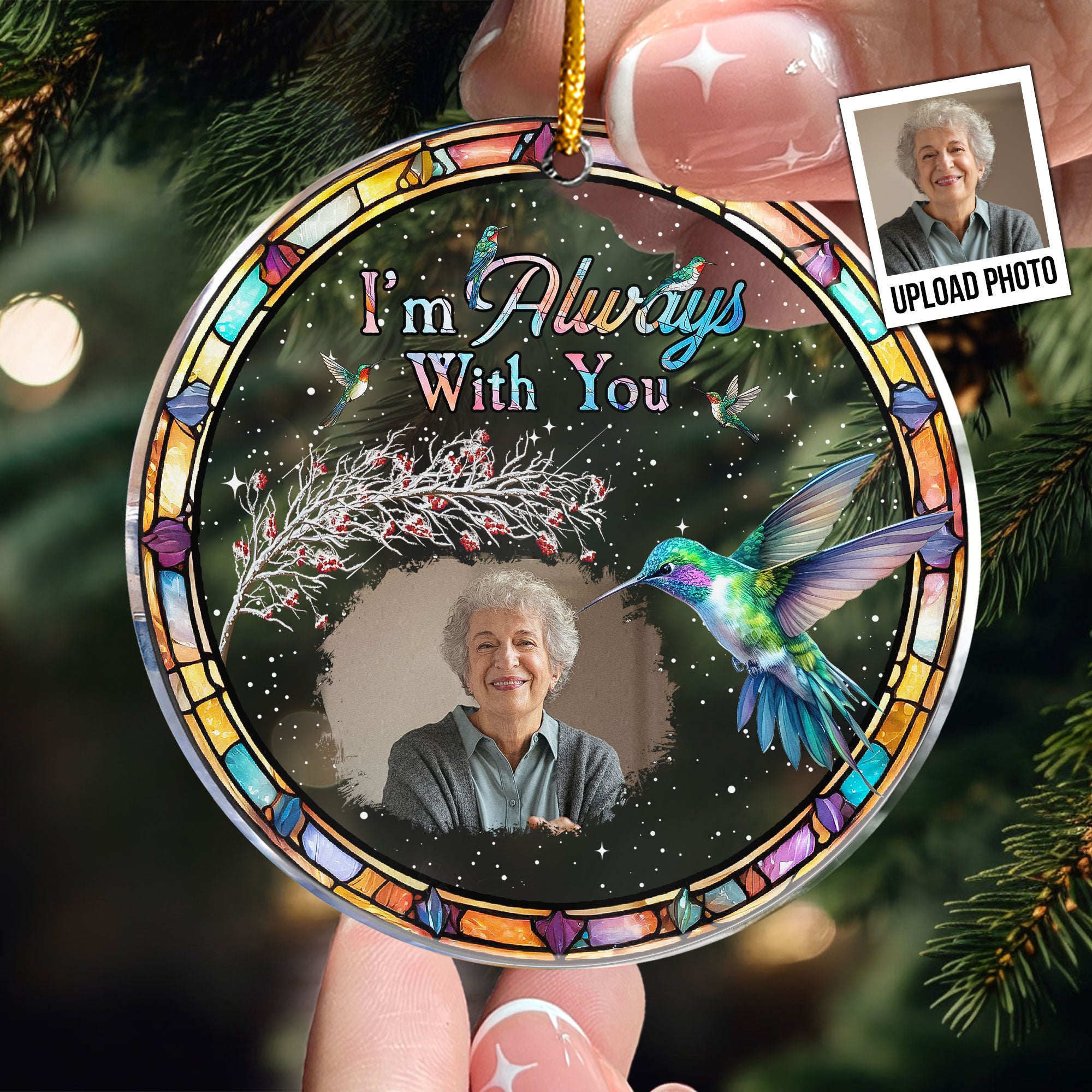 I Am Here With You Cardinal - Personalized Acrylic Photo Ornament