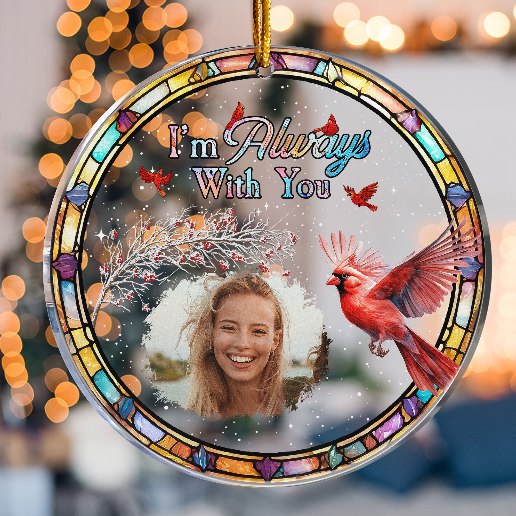 I Am Here With You Cardinal - Personalized Acrylic Photo Ornament