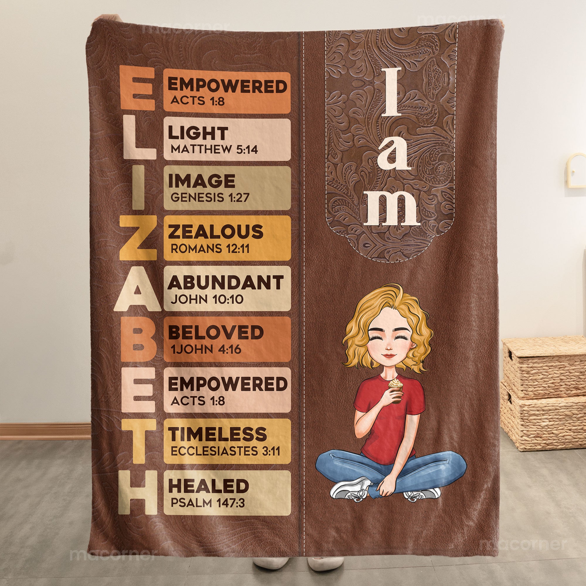 I Am Name Letter In Bible - Personalized Blanket