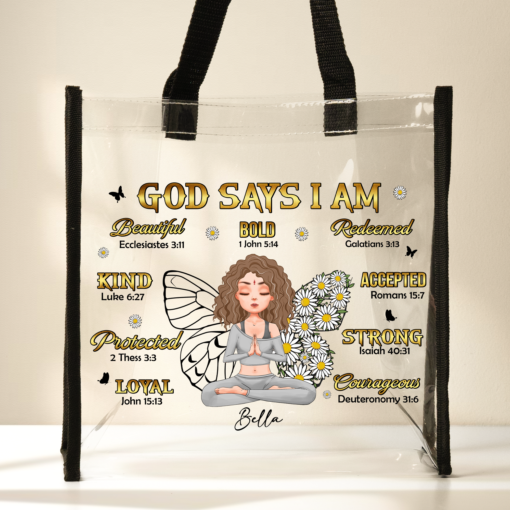 I Am Redeemed & Strong - Custom Clear Tote Bag