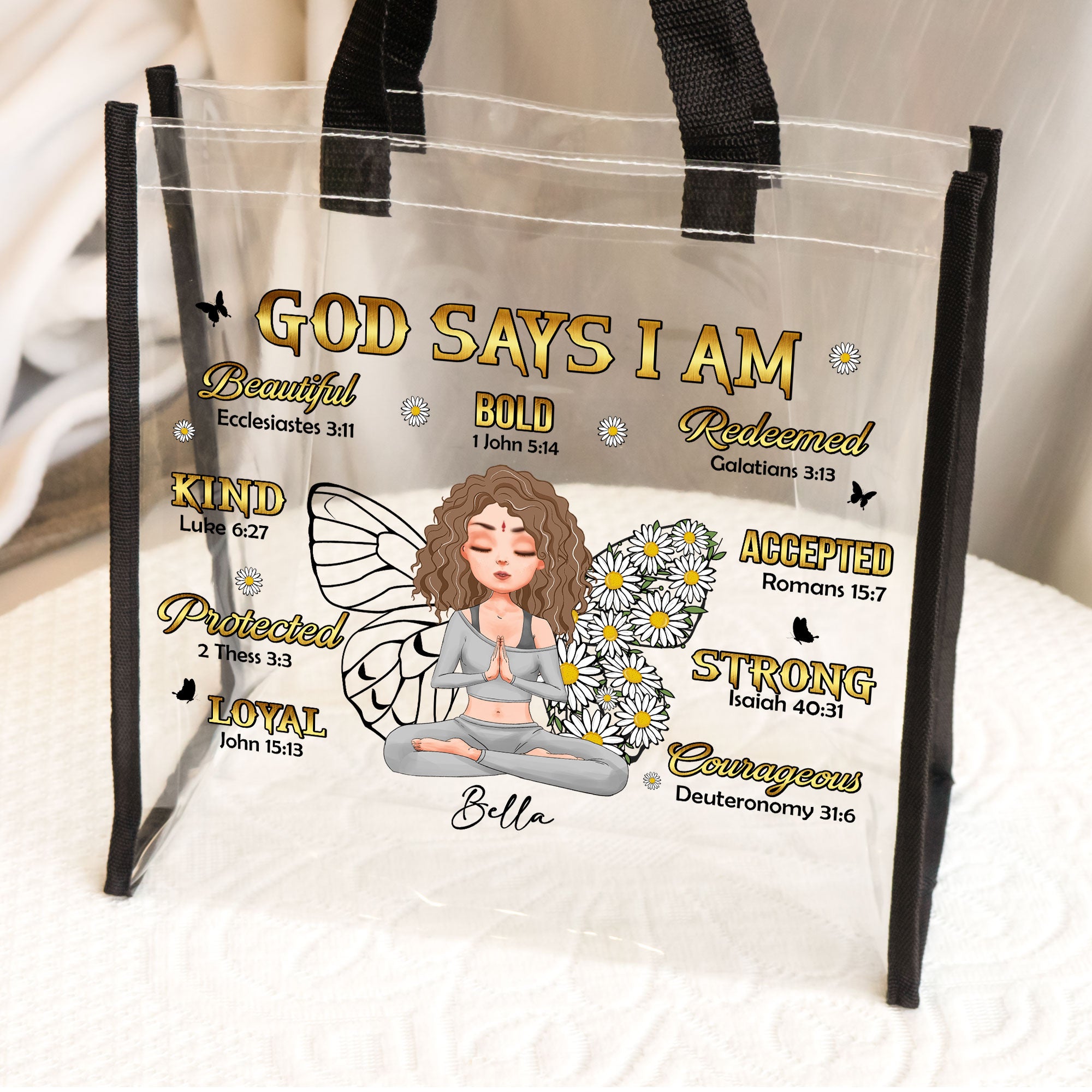 I Am Redeemed & Strong - Custom Clear Tote Bag