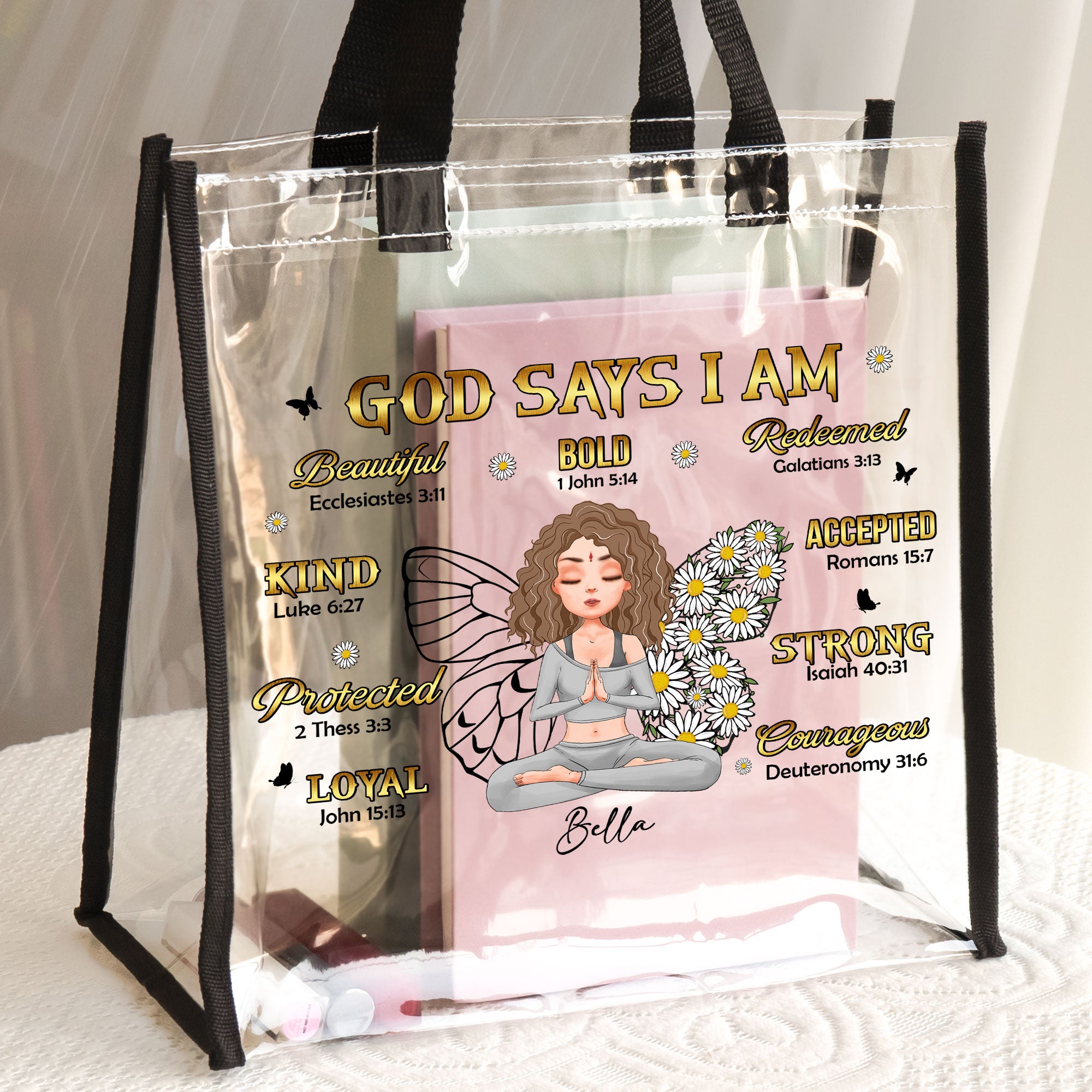 I Am Redeemed & Strong - Custom Clear Tote Bag