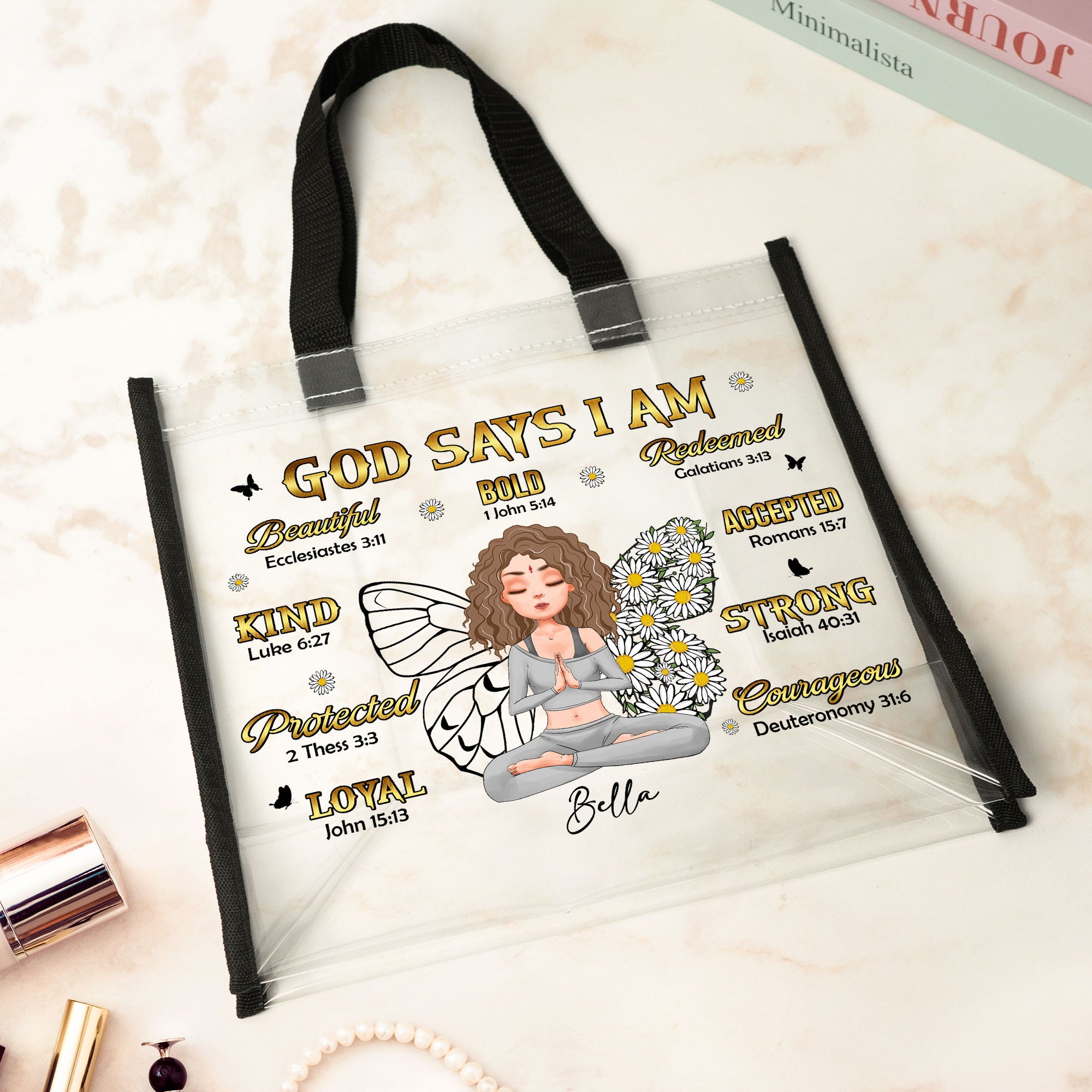 I Am Redeemed & Strong - Custom Clear Tote Bag