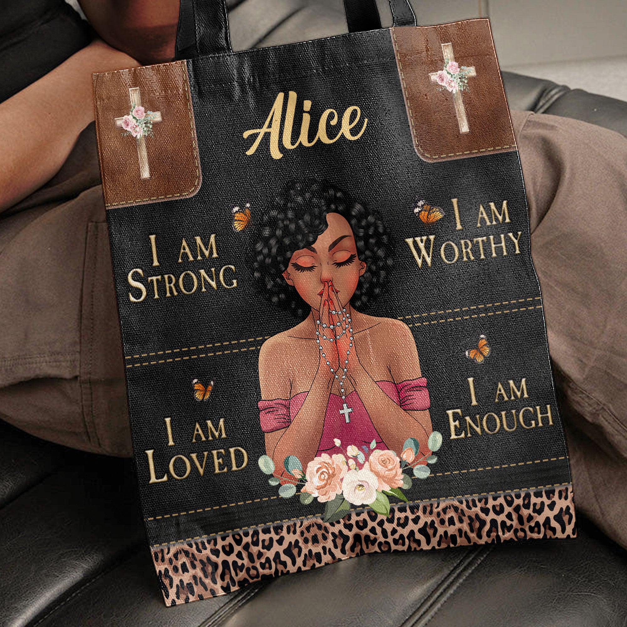 I Am Strong I Am Loved I Am Worthy I Am Enough - Personalized Tote Bag