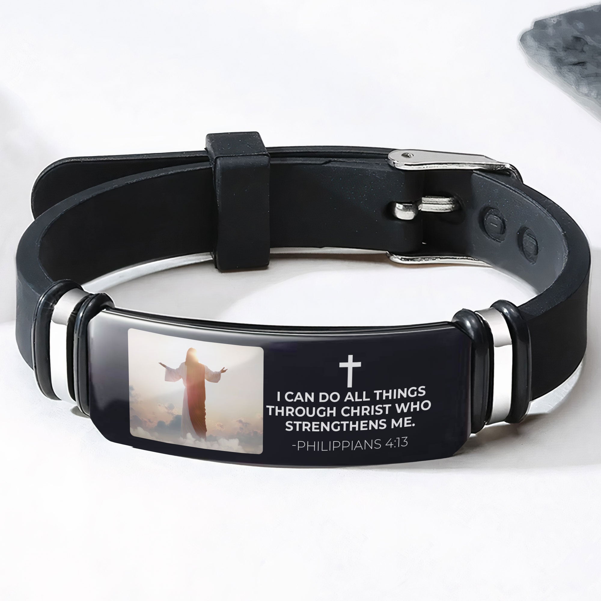 I Can Do All Things Christian Bible Faith Gift - Personalized Photo Bracelet