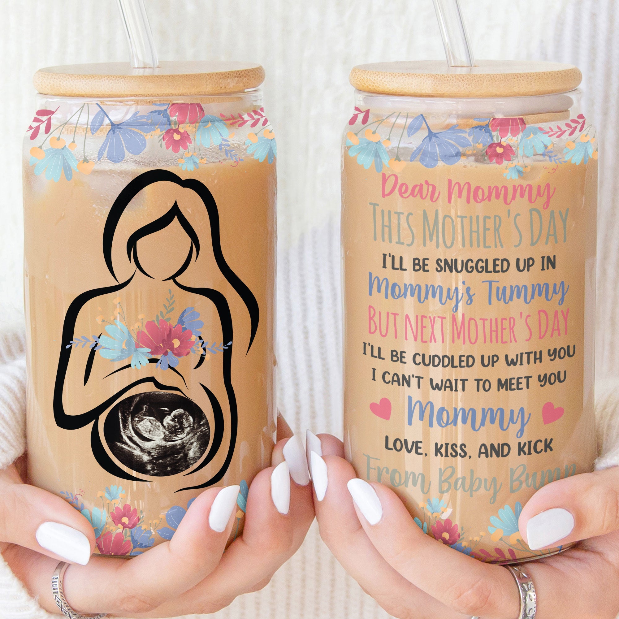 I Can't Wait To Meet You Mommy - Personalized Photo Clear Glass Cup