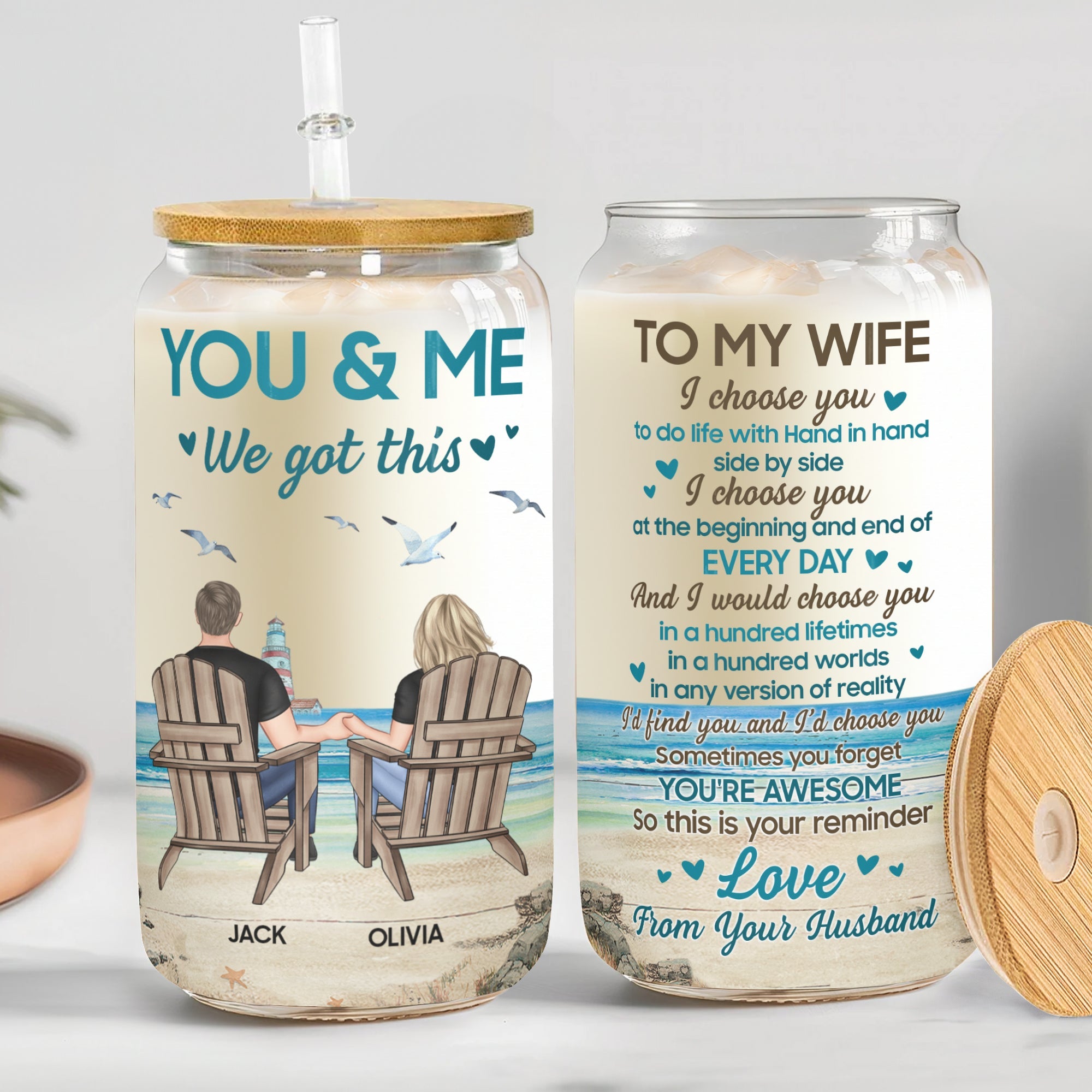 I Choose You To Do Life With - Personalized Clear Glass Cup