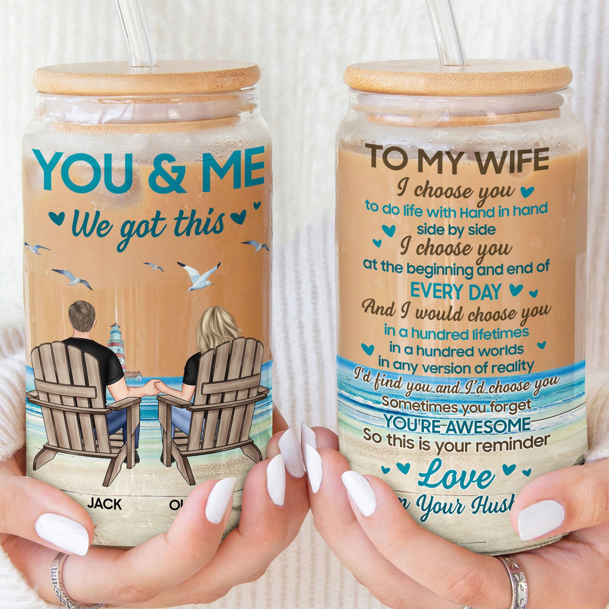 I Choose You To Do Life With - Personalized Clear Glass Cup