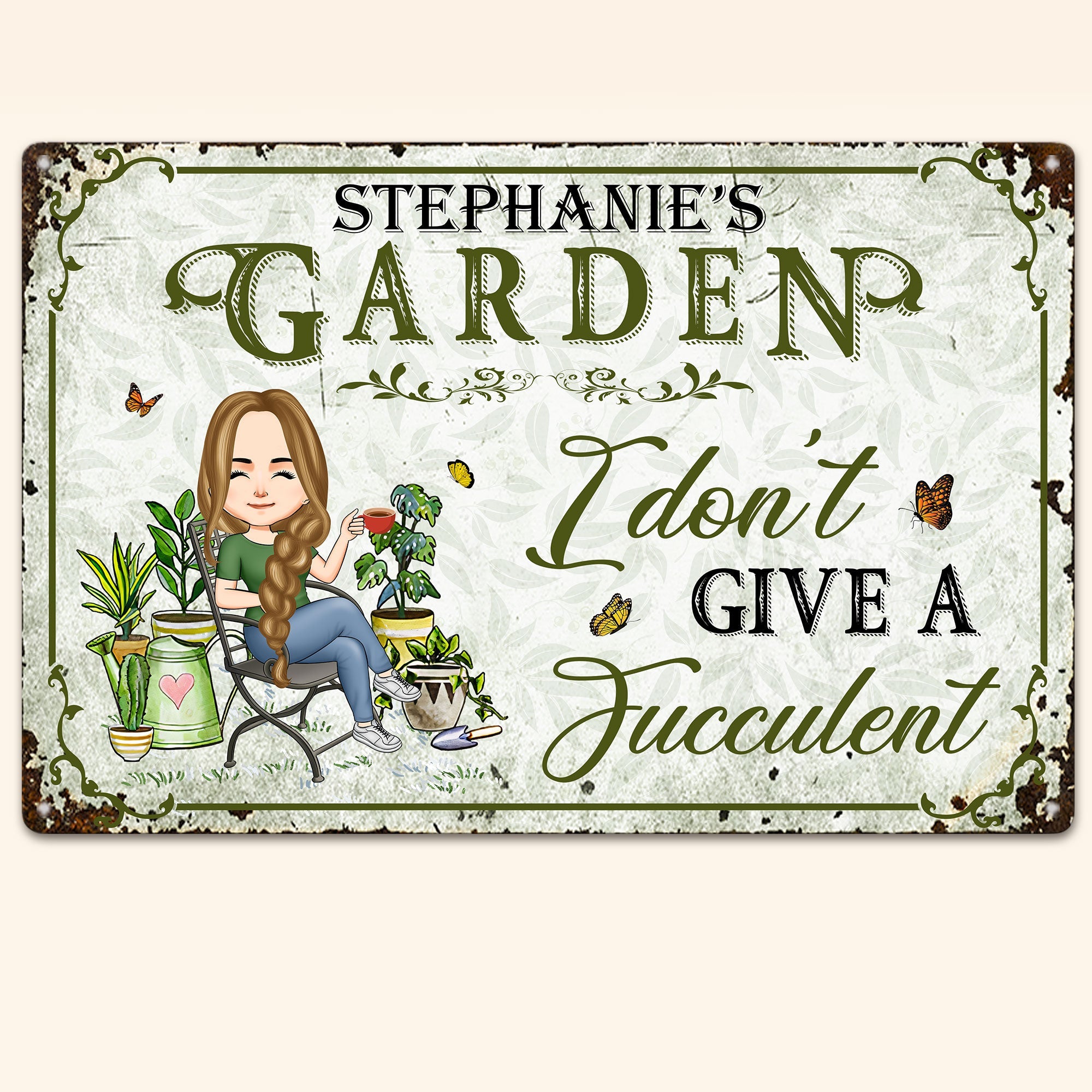 I Don't Give A Fucculent - Personalized Metal Sign