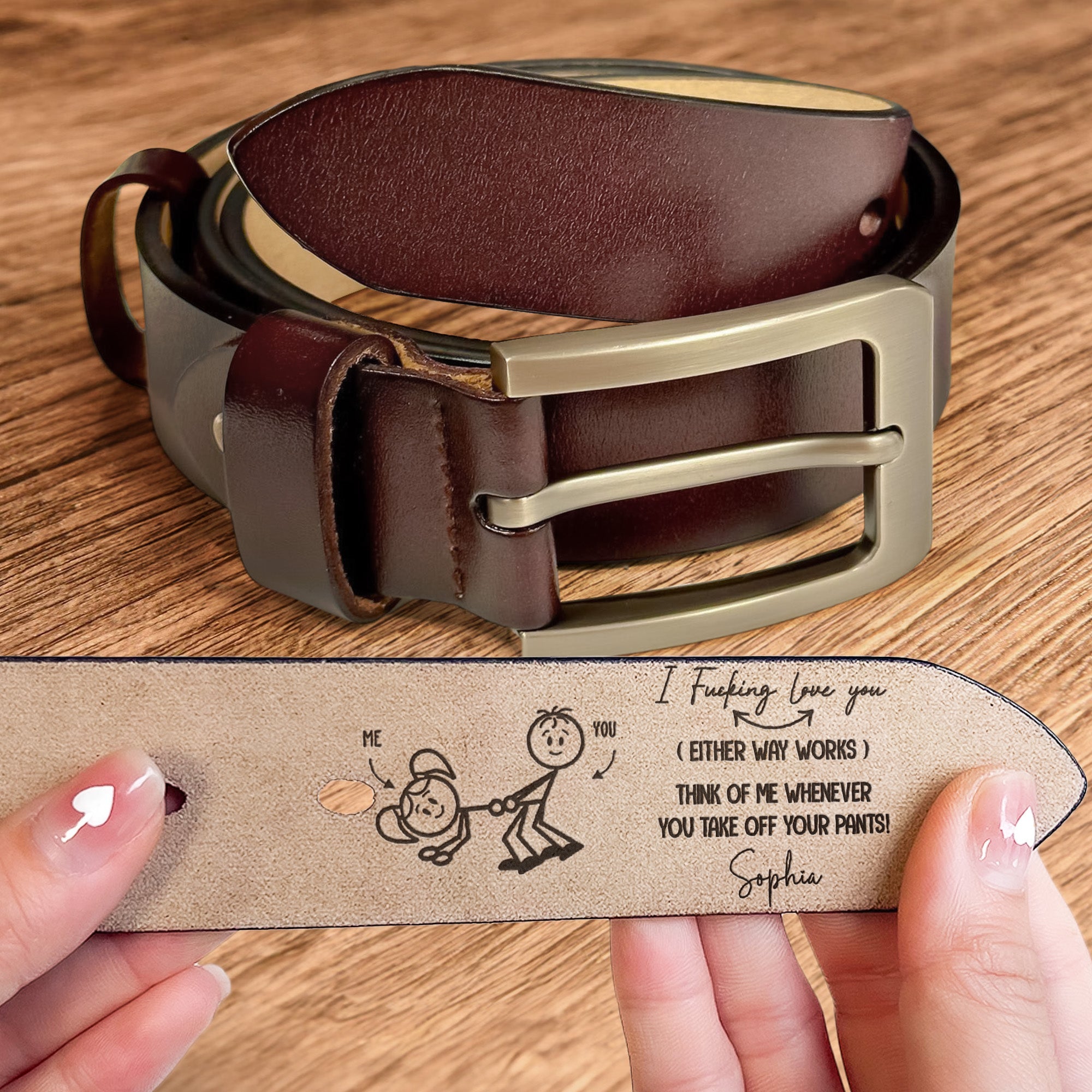 I F-king Love You - Personalized Engraved Leather Belt