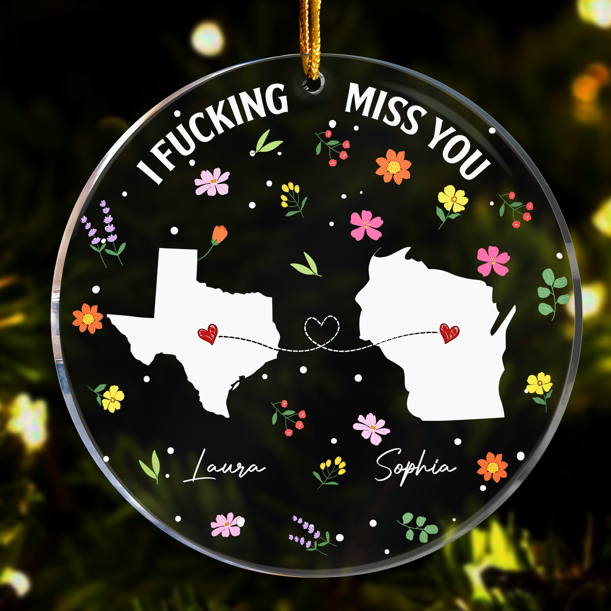 I F*Cking Miss You - Long Distance Gifts For Friends, Couples, Family - Personalized Acrylic Ornament