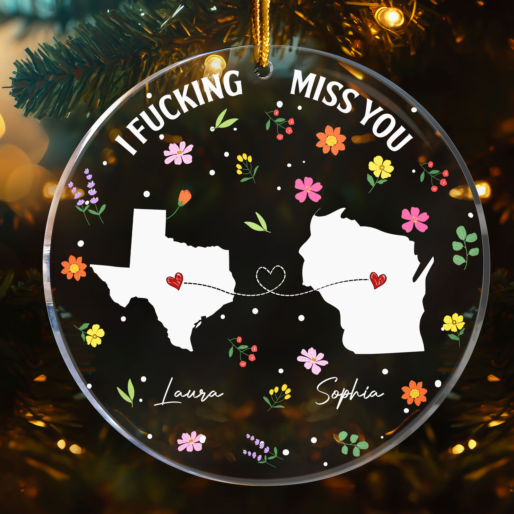 I F*Cking Miss You - Long Distance Gifts For Friends, Couples, Family - Personalized Acrylic Ornament