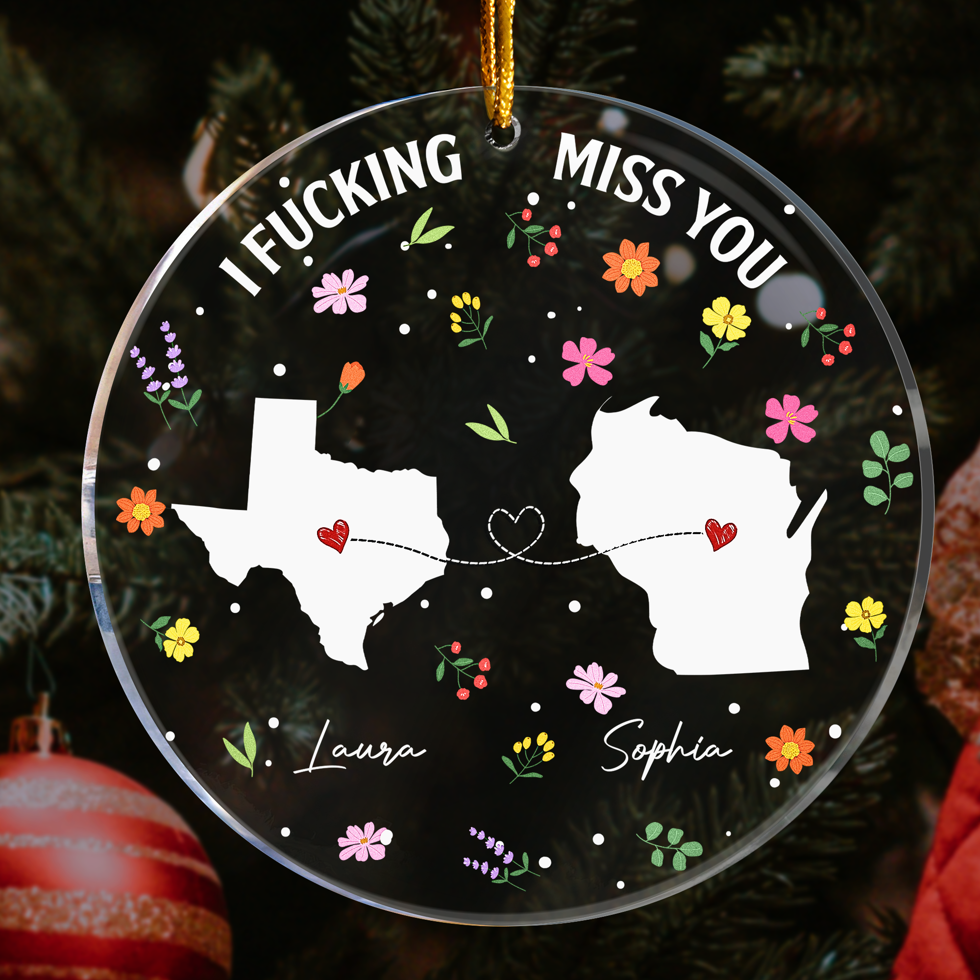 I F*Cking Miss You - Long Distance Gifts For Friends, Couples, Family - Personalized Acrylic Ornament