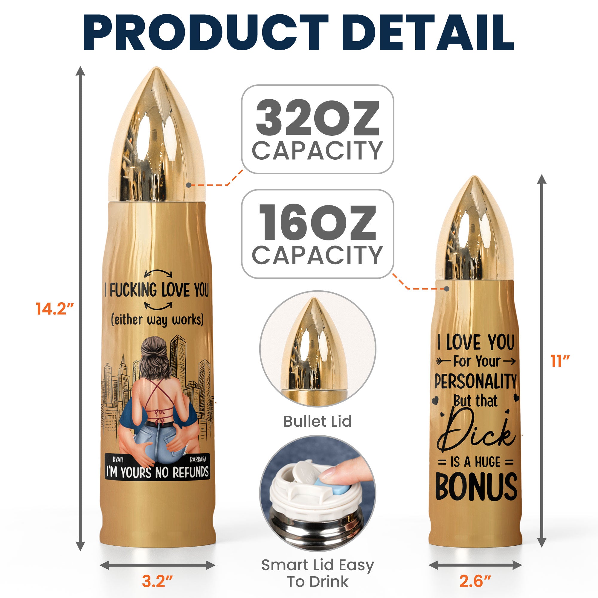 I F*cking Love You But That Dick Is A Huge Bonus - Personalized Bullet Tumbler