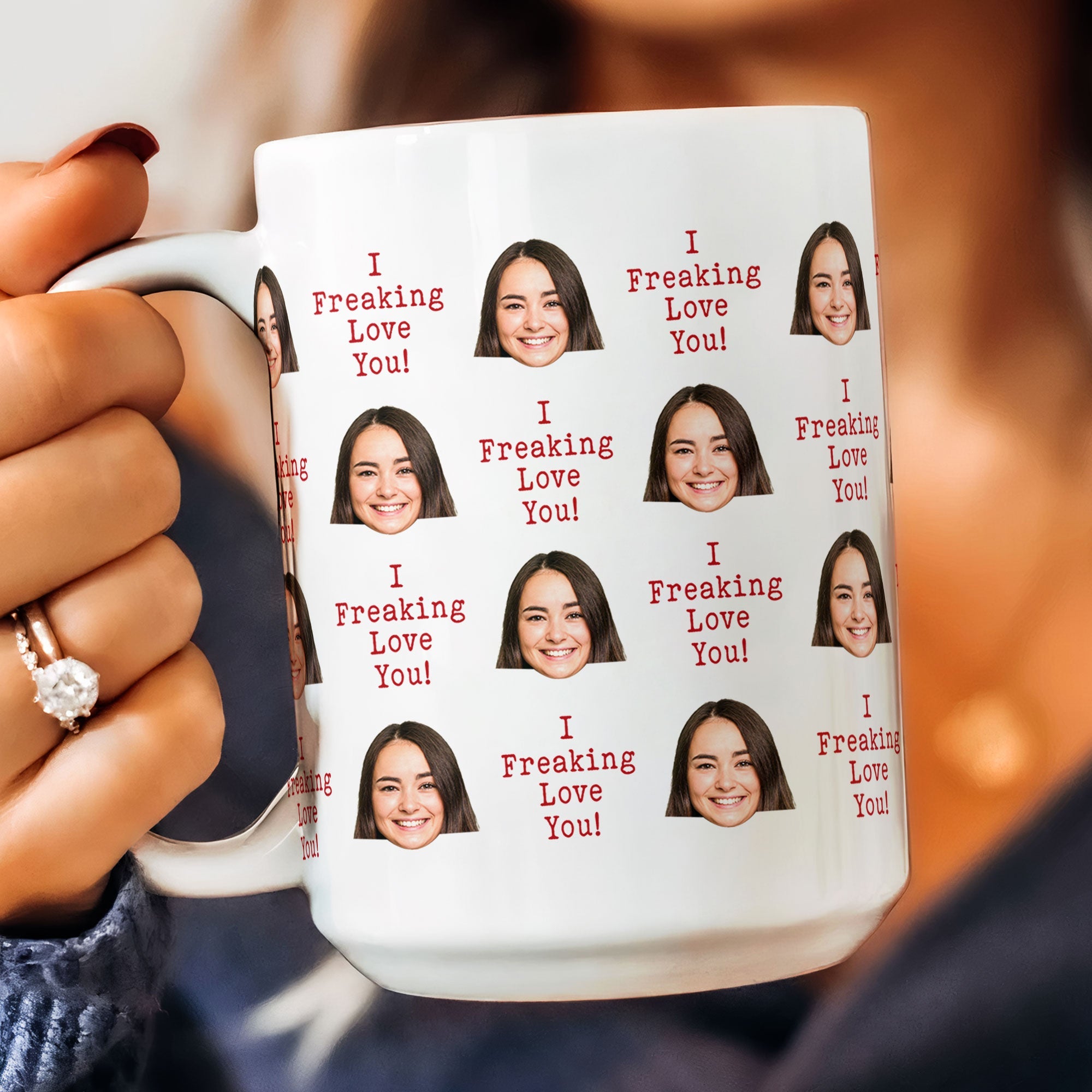 I Freaking Love You Custom Face - Personalized Photo Mug