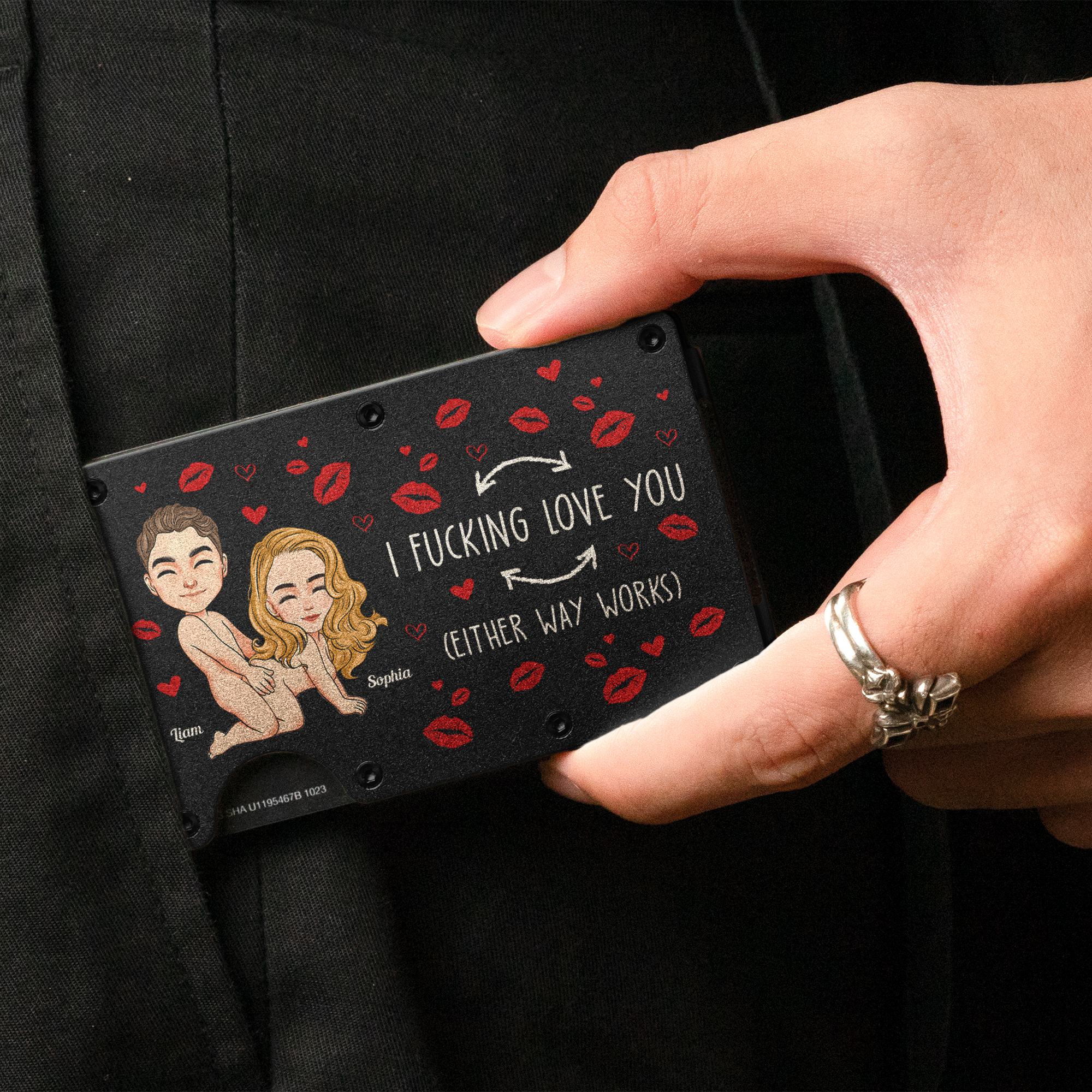 I Fucking Love You Funny Gift For Couple - Personalized Metal Card Holder