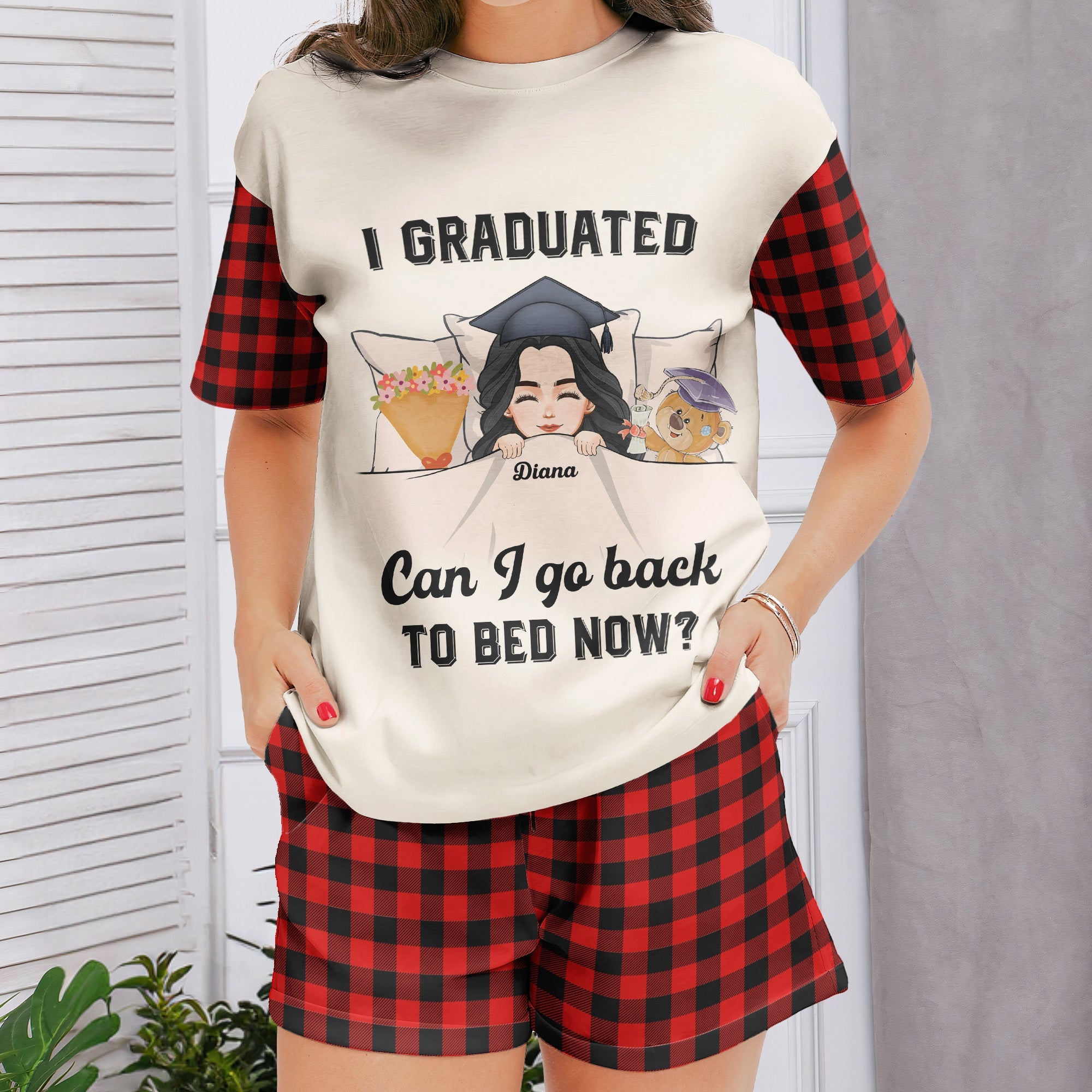 I Graduated Can I Go Back To Bed Now - Personalized Pajamas