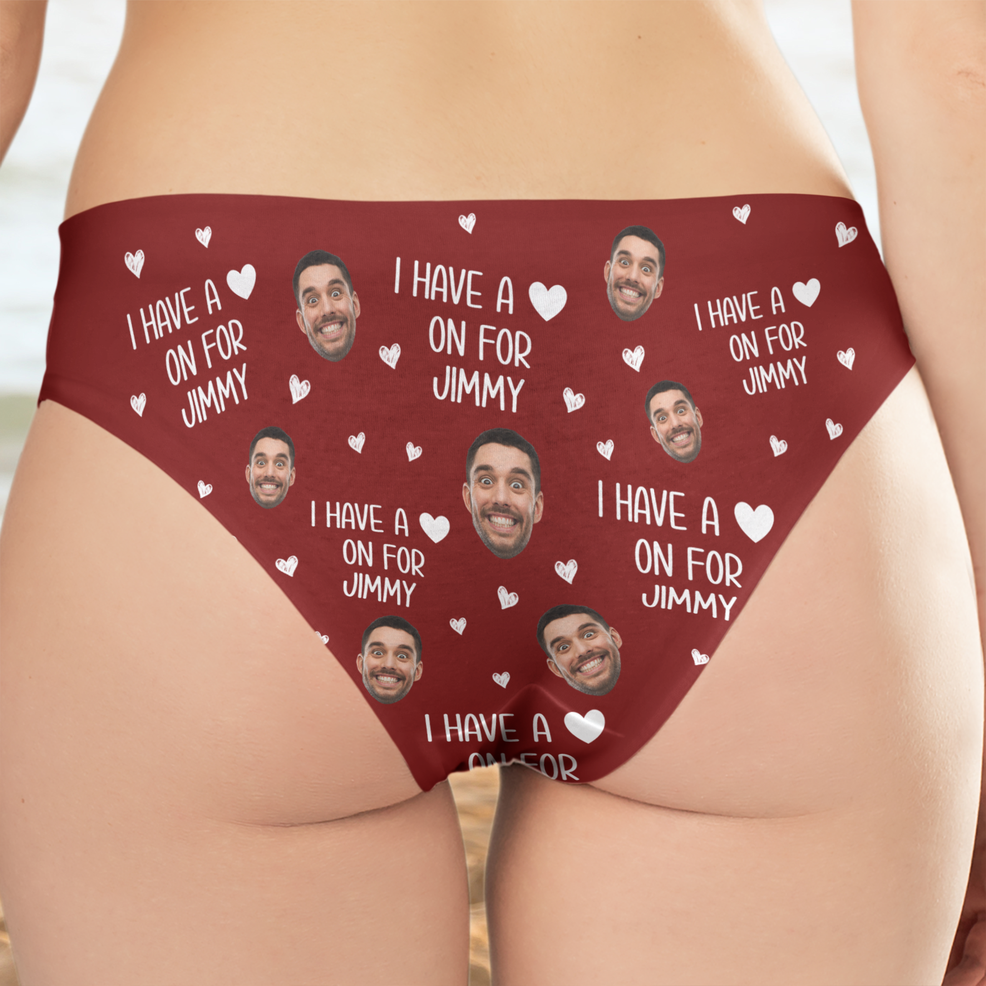 I Have A Heart On For - Personalized  Photo Couple Matching Underwear