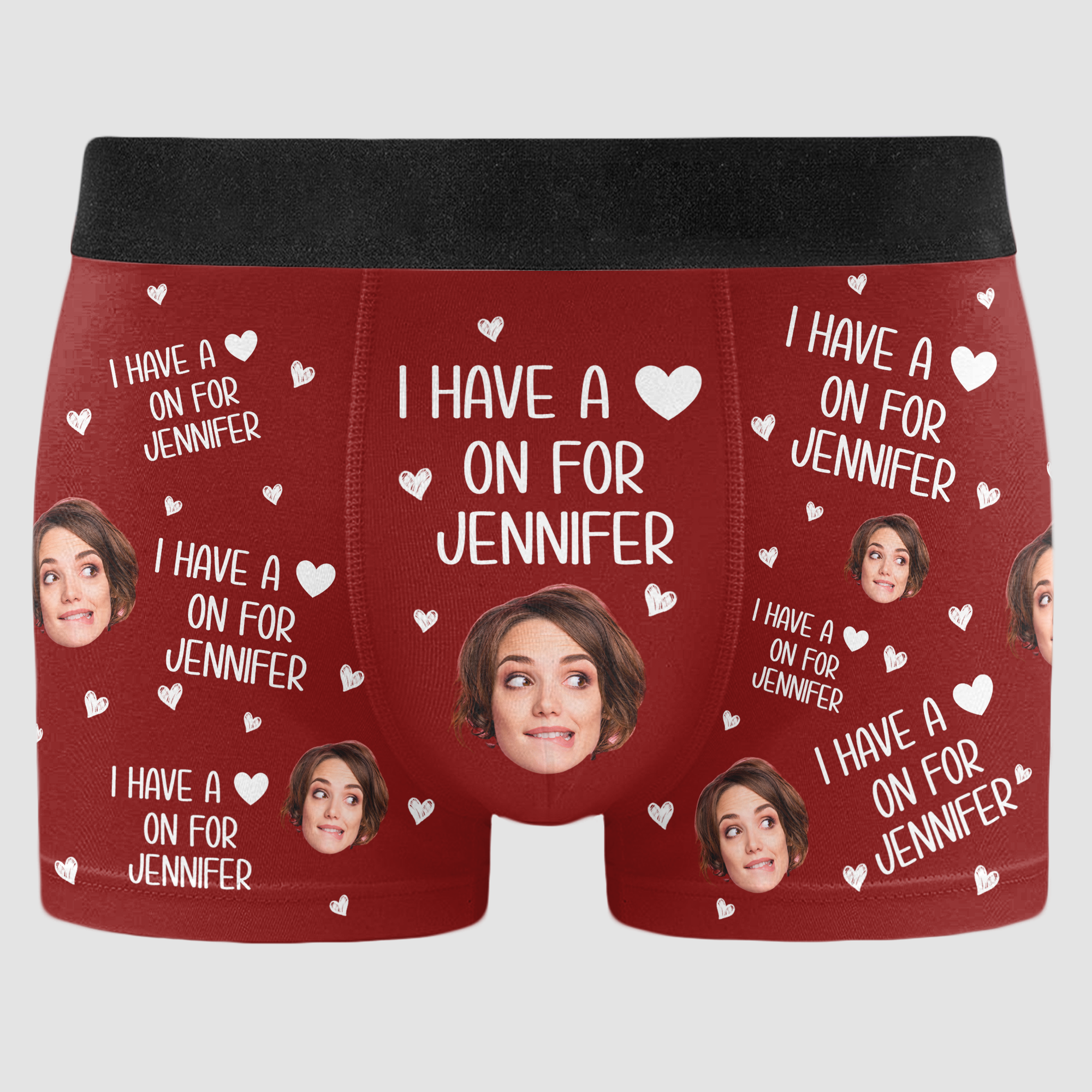 I Have A Heart On For - Personalized  Photo Couple Matching Underwear