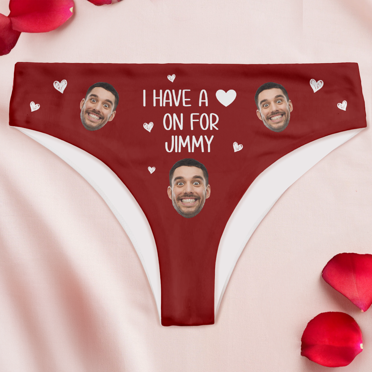 I Have A Heart On For - Personalized  Photo Couple Matching Underwear