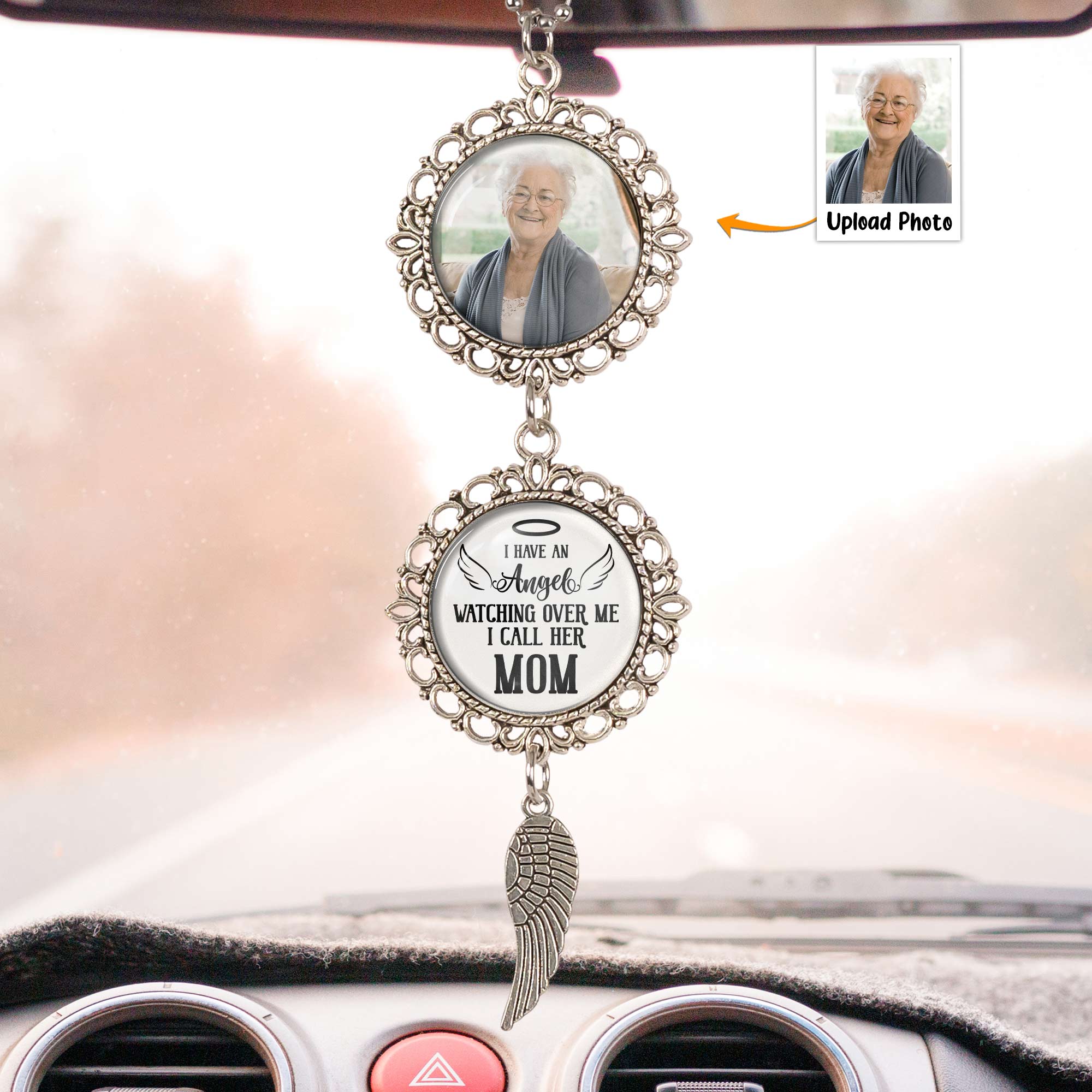 I Have An Angel Watching Over Me - Personalized Photo Car Ornament