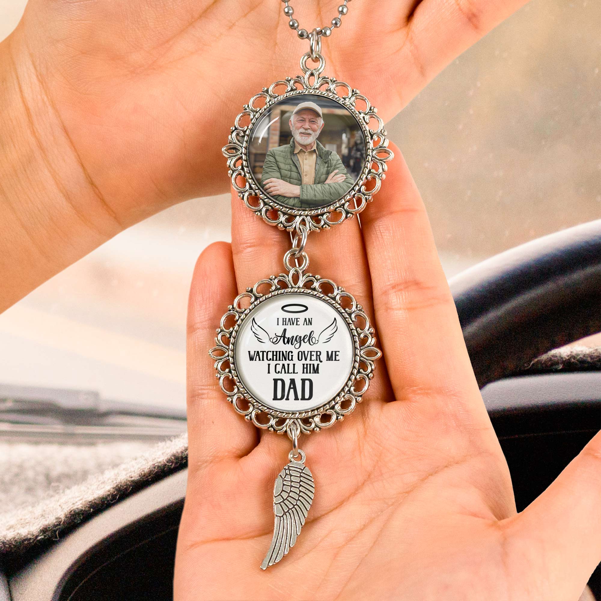 I Have An Angel Watching Over Me - Personalized Photo Car Ornament