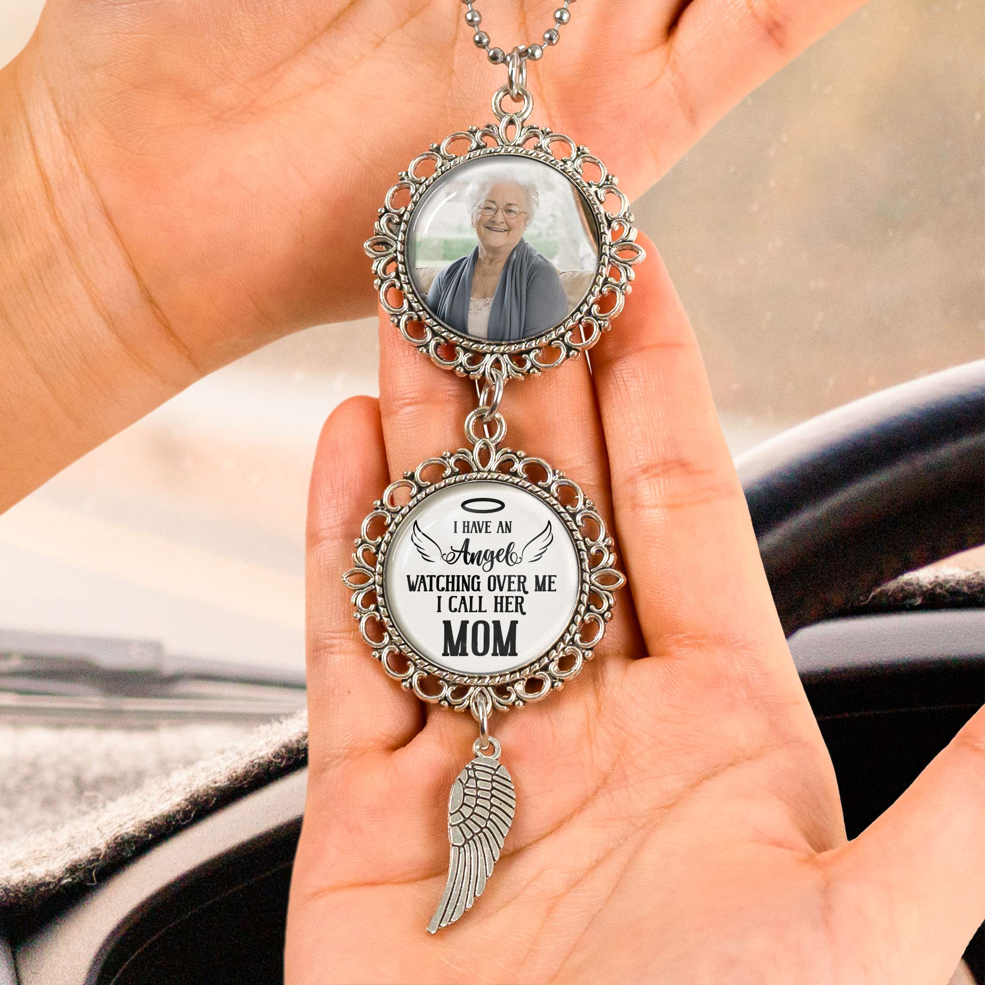 I Have An Angel Watching Over Me - Personalized Photo Car Ornament