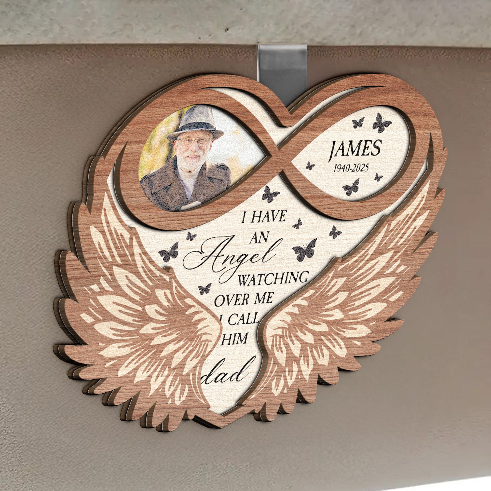 I Have An Angel Watching Over Me - Personalized Wooden Photo Car Visor Clip