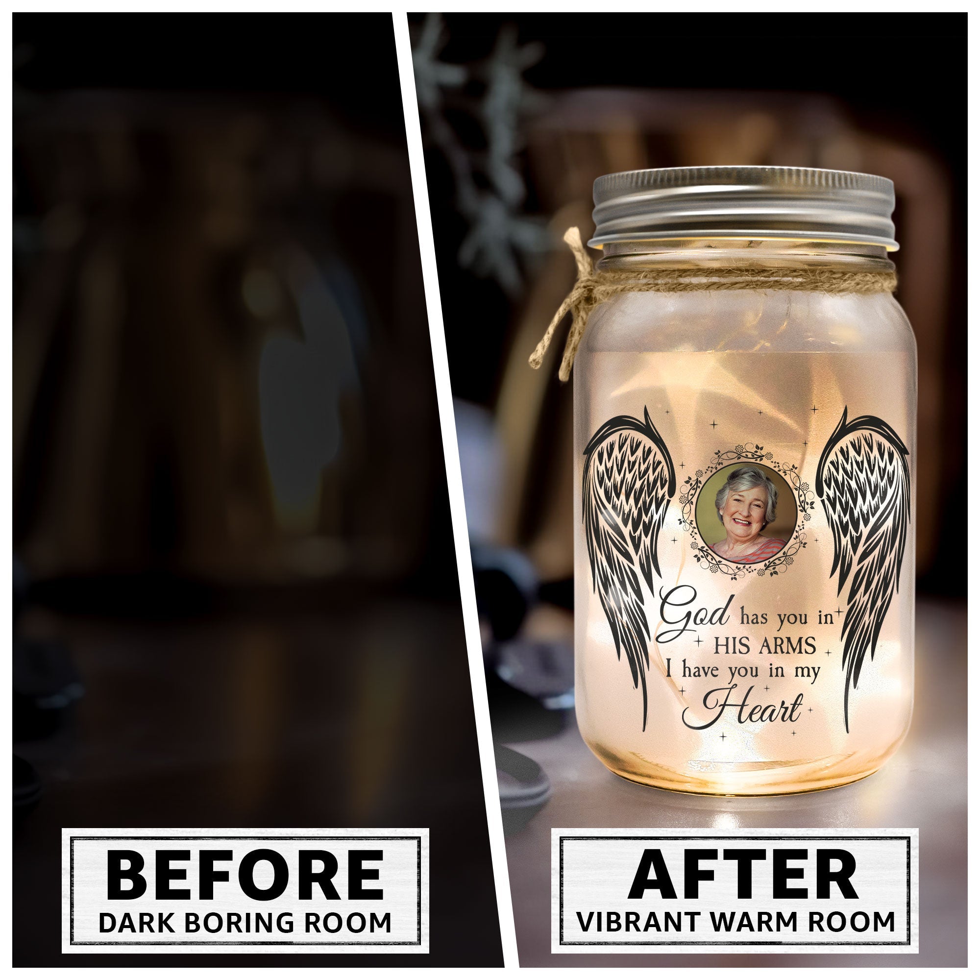 I Have You In My Heart - Personalized Photo Mason Jar Light